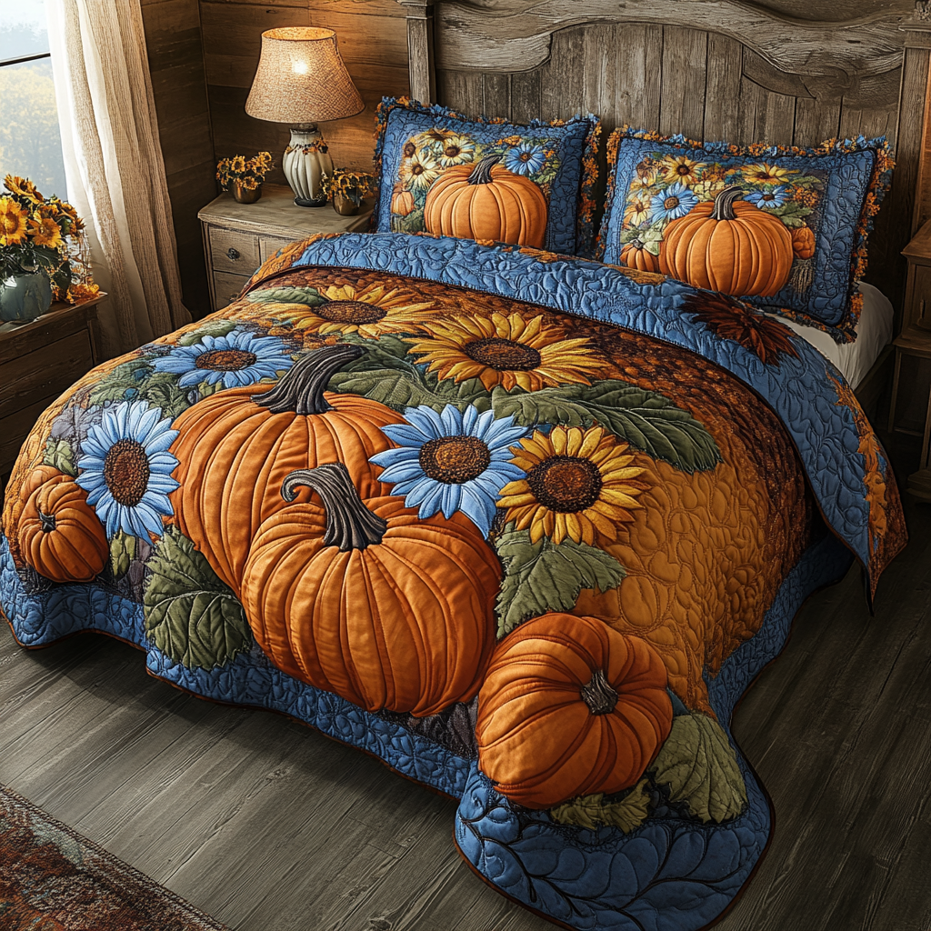 Autumn Bliss Quilted Bedding Set Cute Bedroom Decor Autumn Gifts For Friends