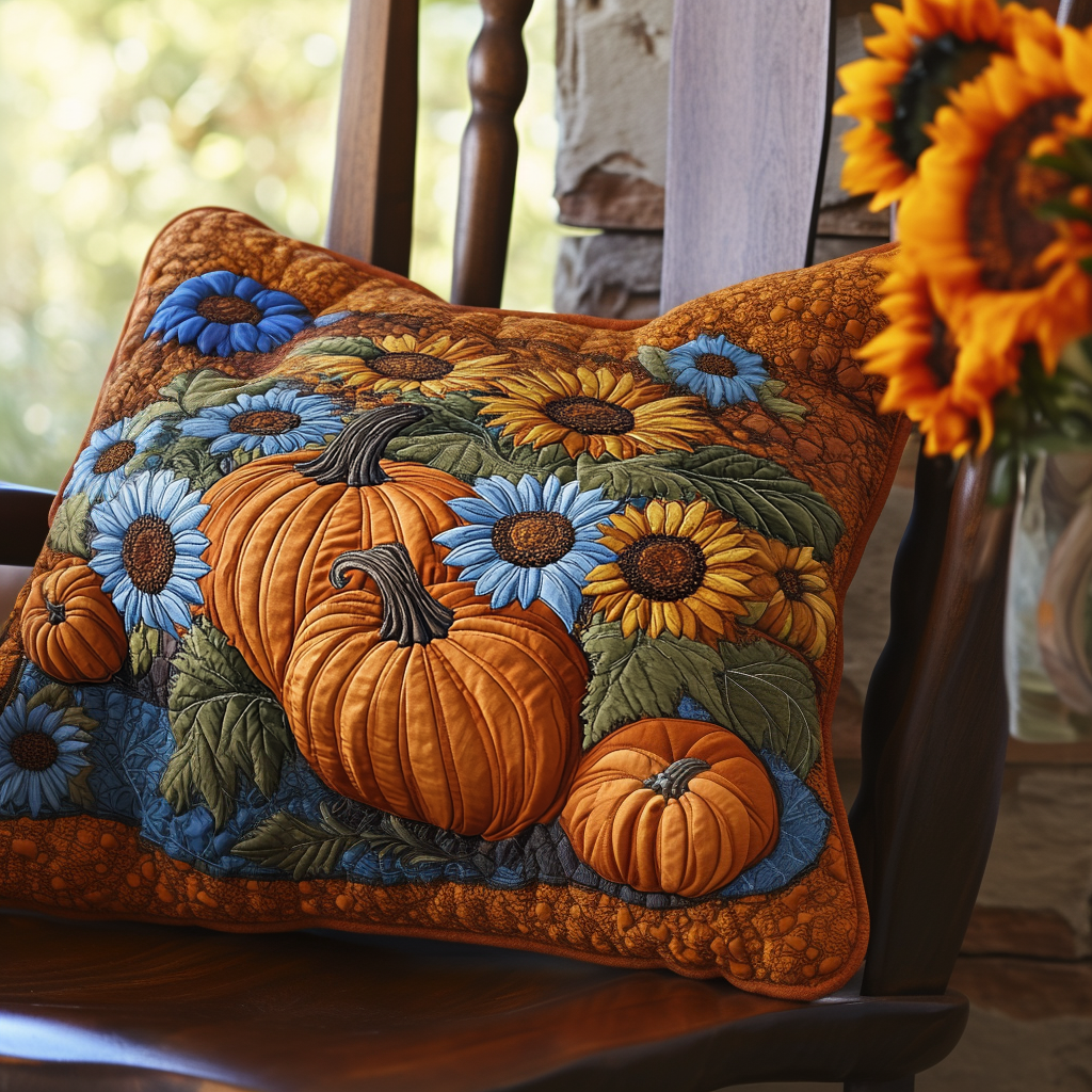 Autumn Bliss Quilted Pillow Case Holiday Pillow Case Gift For Halloween