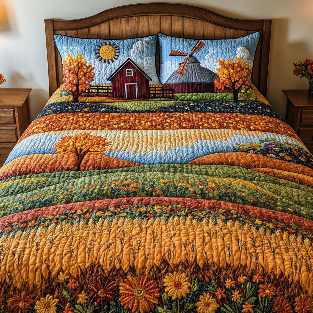 Autumn Bloom Quilted Bedding Set Cute Room Decor Fall Autumn Gifts For Her