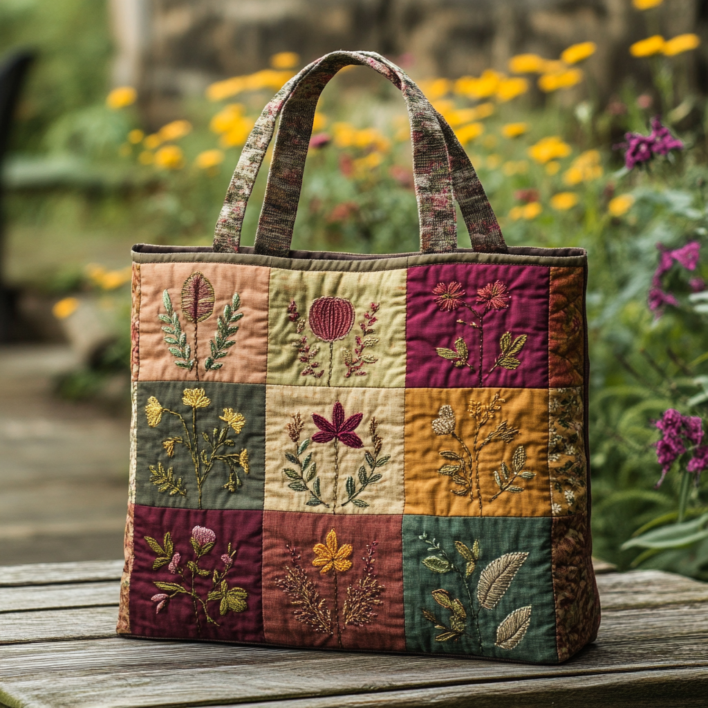 Autumn Bloom Quilted Tote Bag Christmas Gifts For Flower Lovers