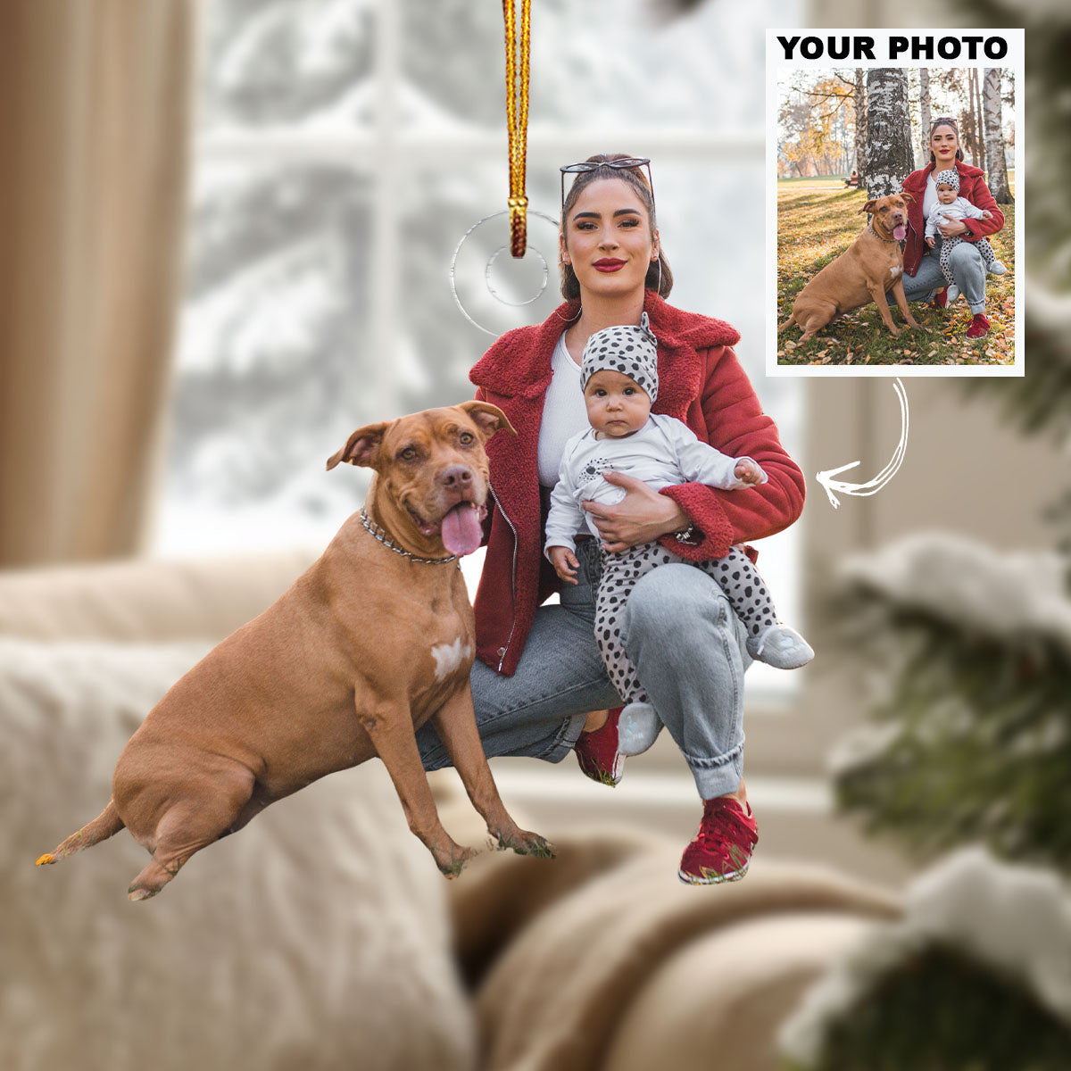 Autumn Bond Personalized Photo Mica Ornament Christmas Gift For Family Members Dog Lov