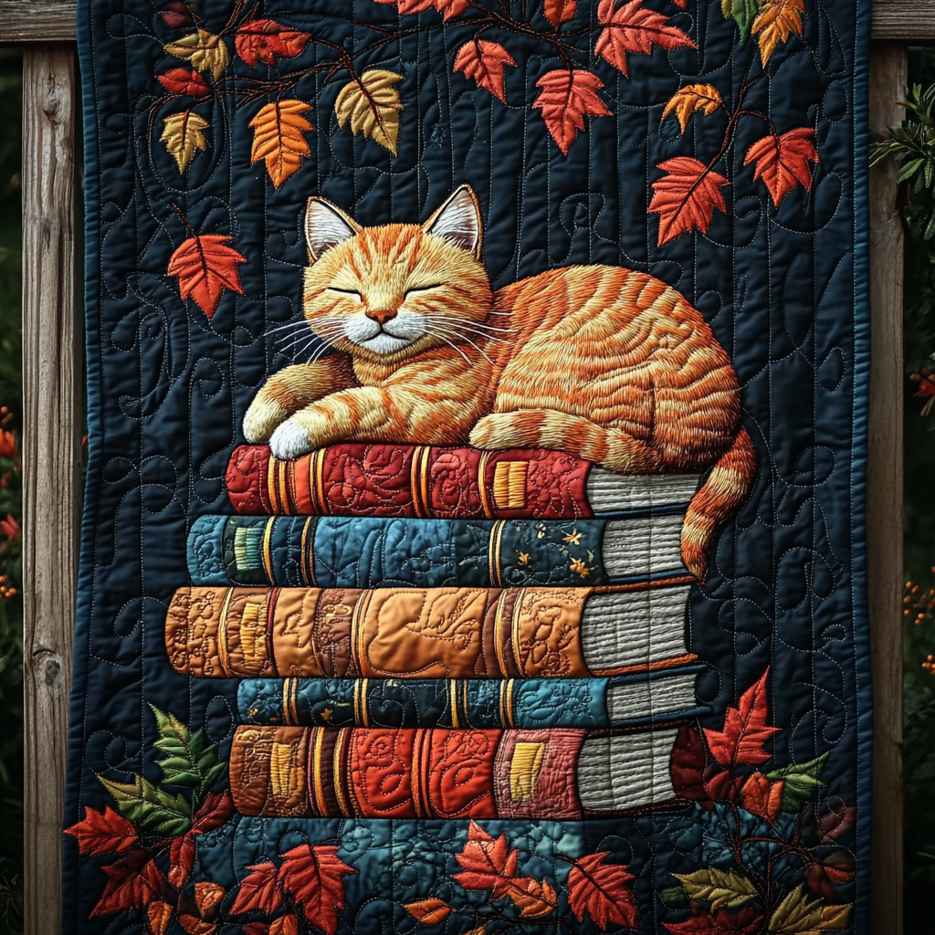 Autumn Book Kitten Quilted Blanket Owl Blanket Idea Gifts For Her