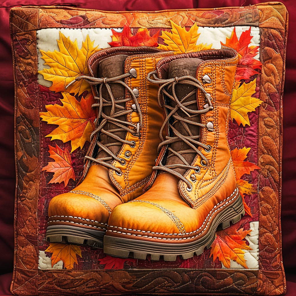 Autumn Boots Quilted Pillow Case Christmas Pillow Cover