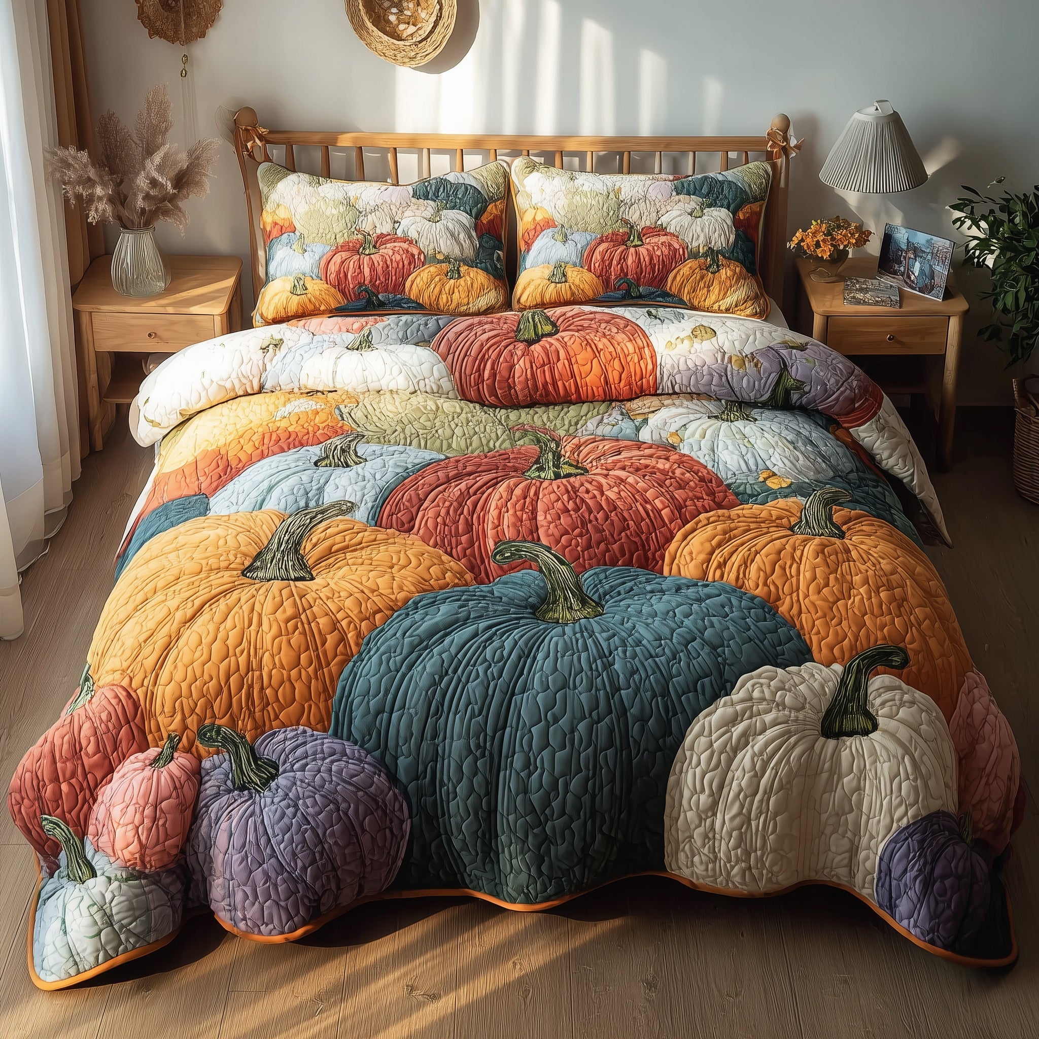 Autumn Breeze Quilted Bedding Set Cozy Bedroom