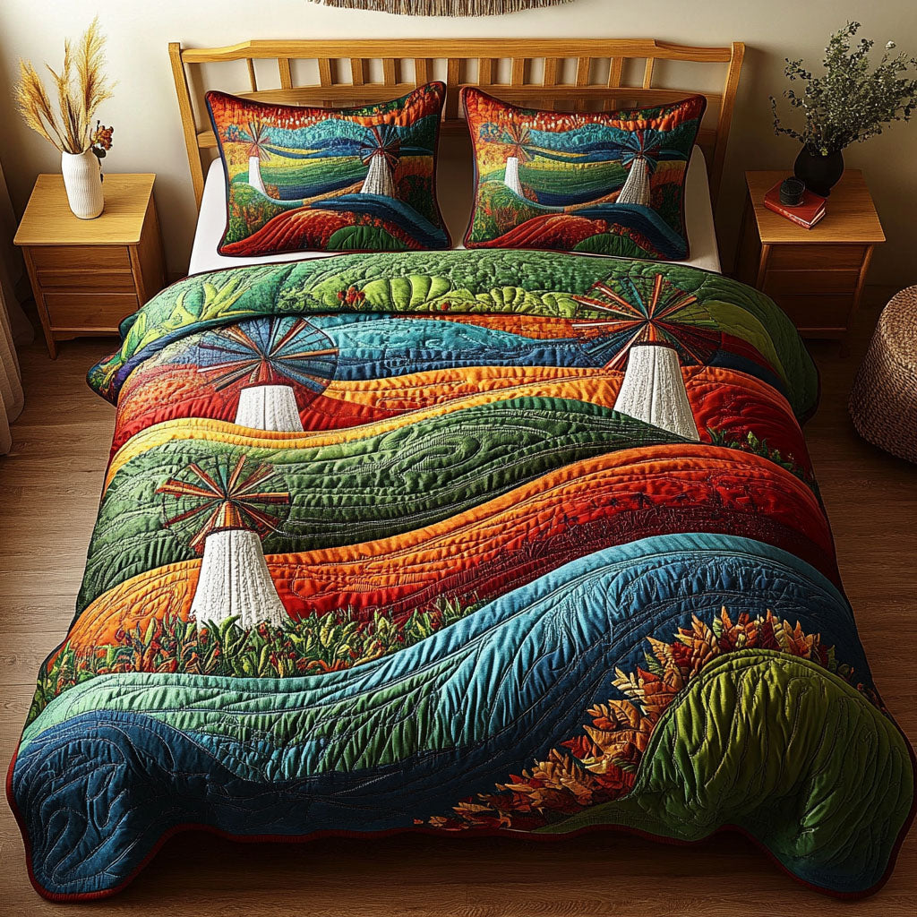 Autumn Breeze Quilted Bedding Set King Size Bed Set Cool Gifts For Dad