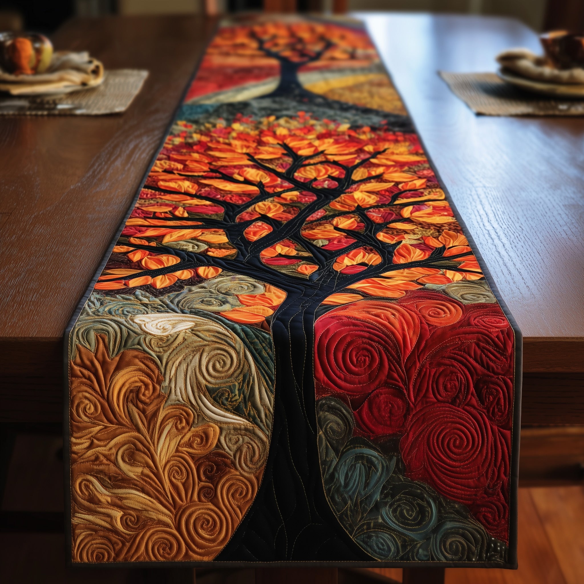 Autumn Breeze Quilted Table Runner Festive Table Runner for Dining Table
