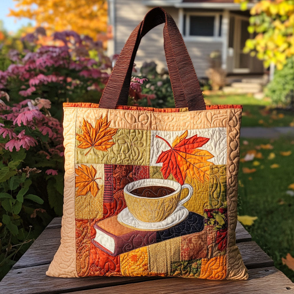 Autumn Brew Quilted Tote Bag Novelty Book Themed Gifts