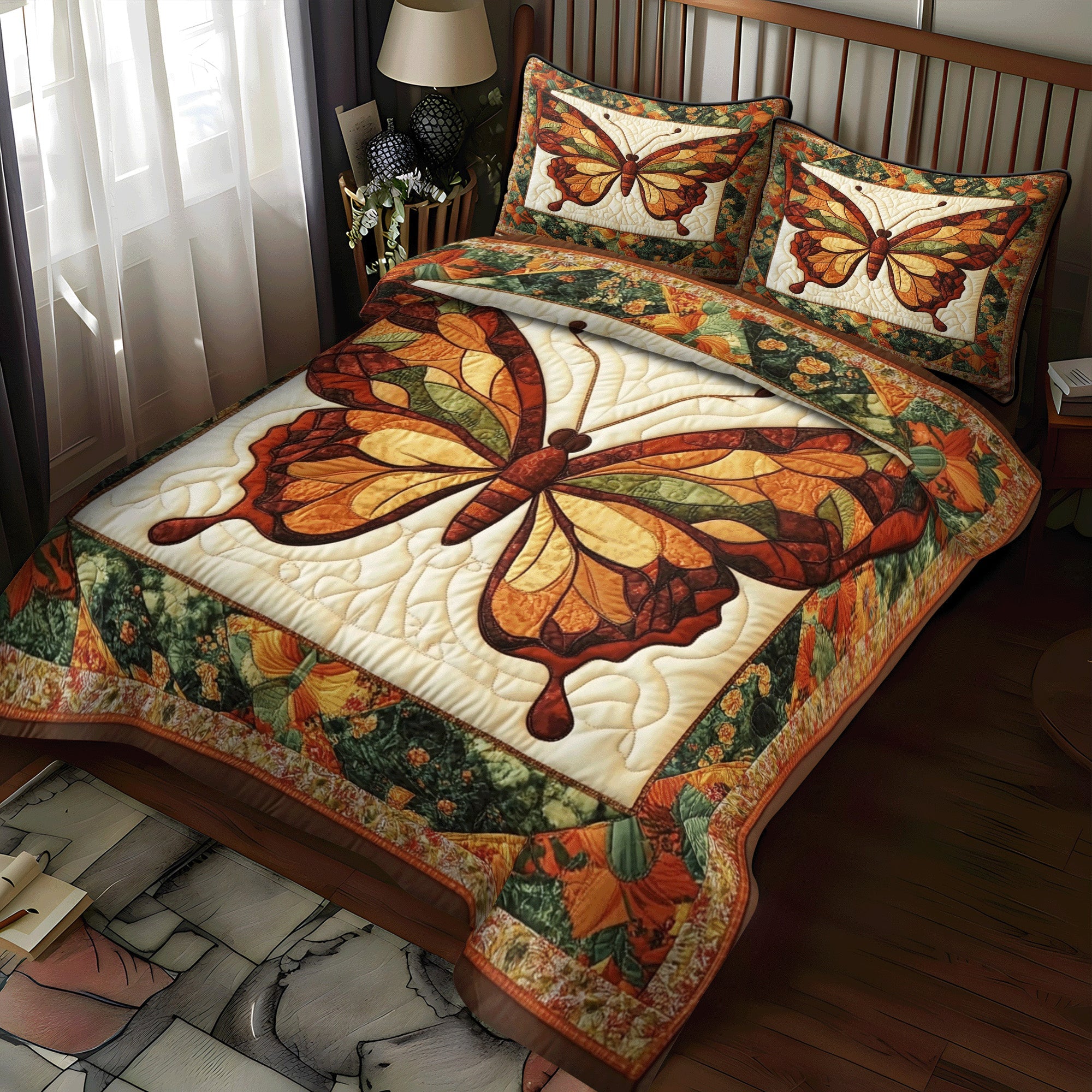 Autumn Butterfly Quilted Bedding Set Bed Decor Ideas Butterfly Gift Ideas For Lovers