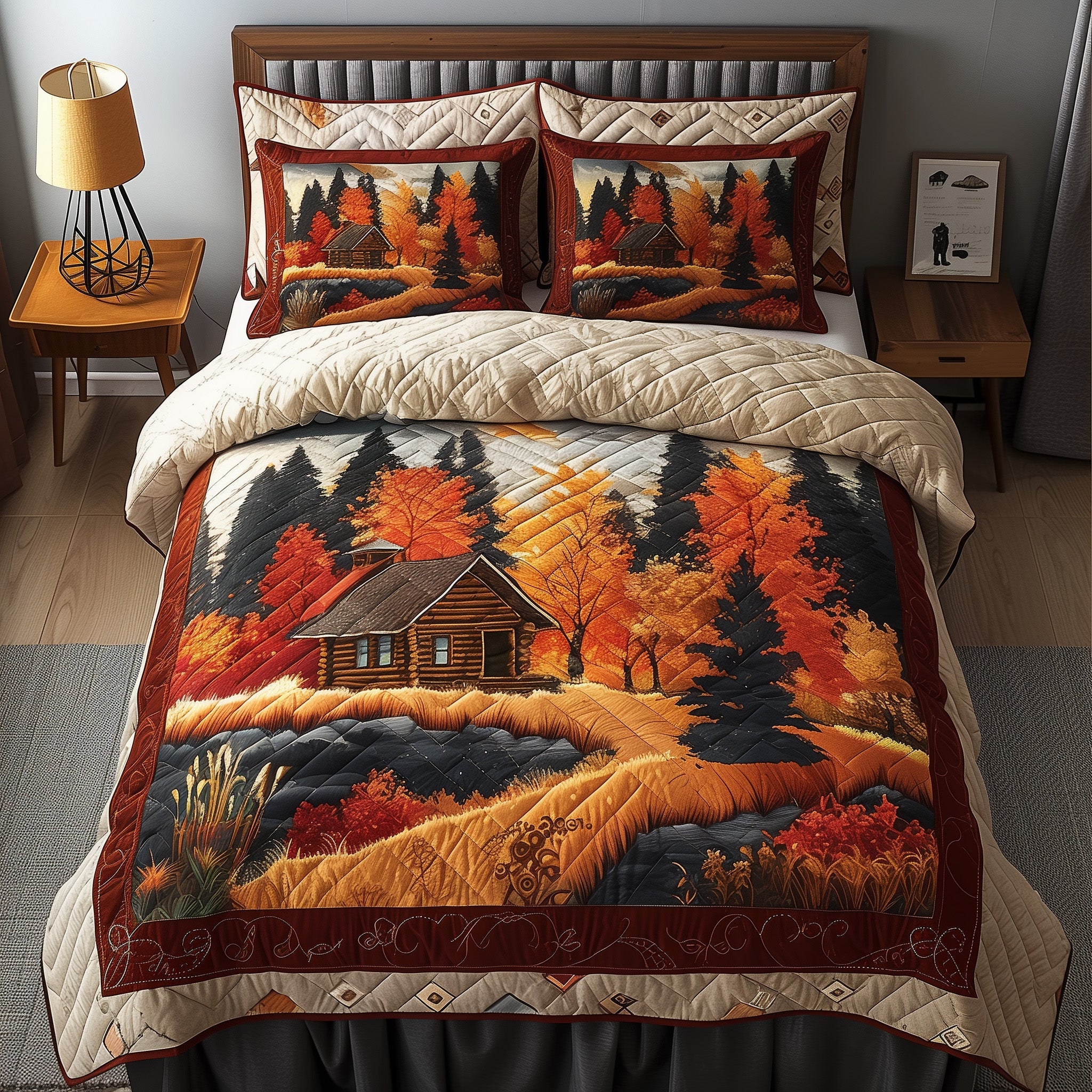 Autumn Cabin Duvet Cover Set Merch For Dad