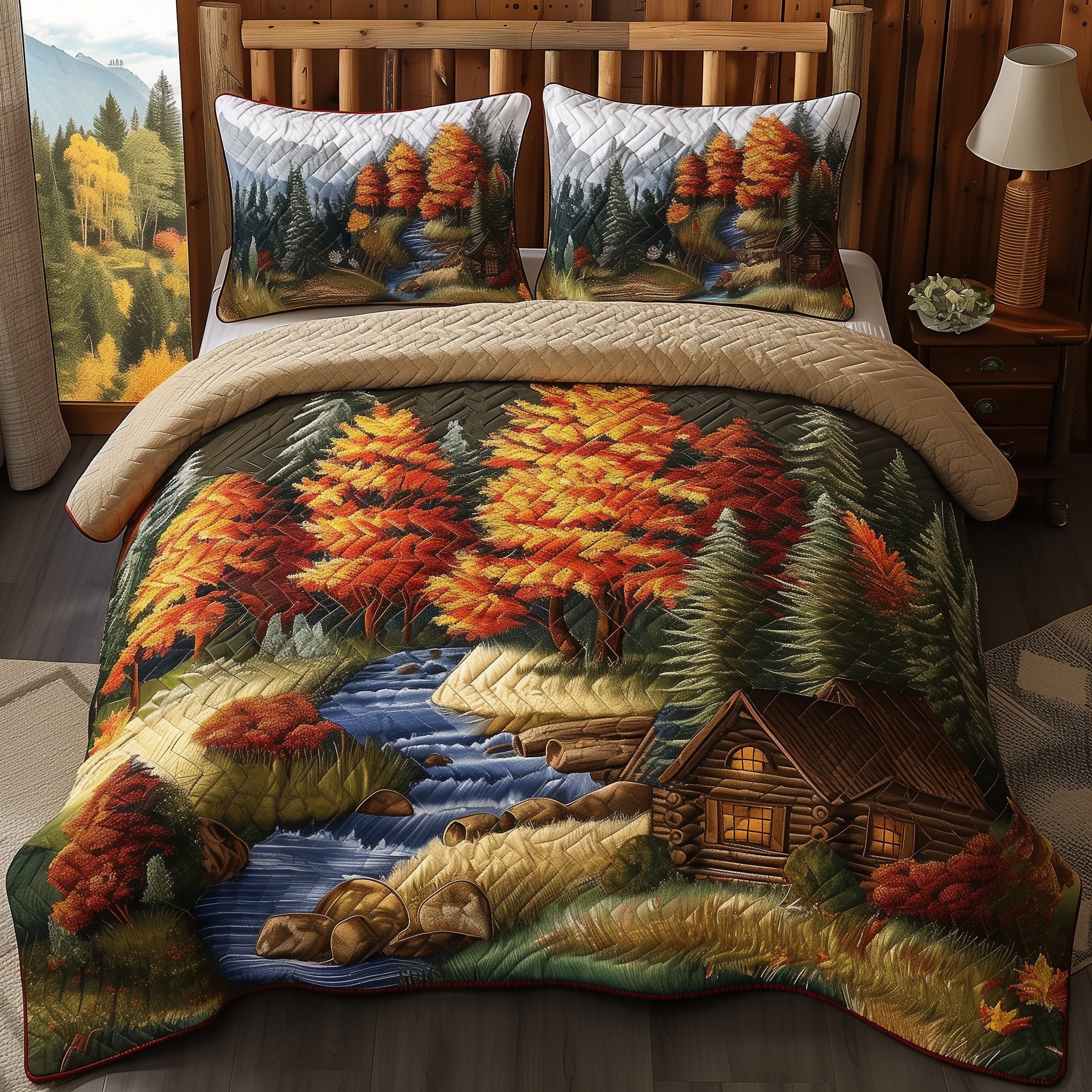 Autumn Cabin Duvet Cover Set Merch For Him