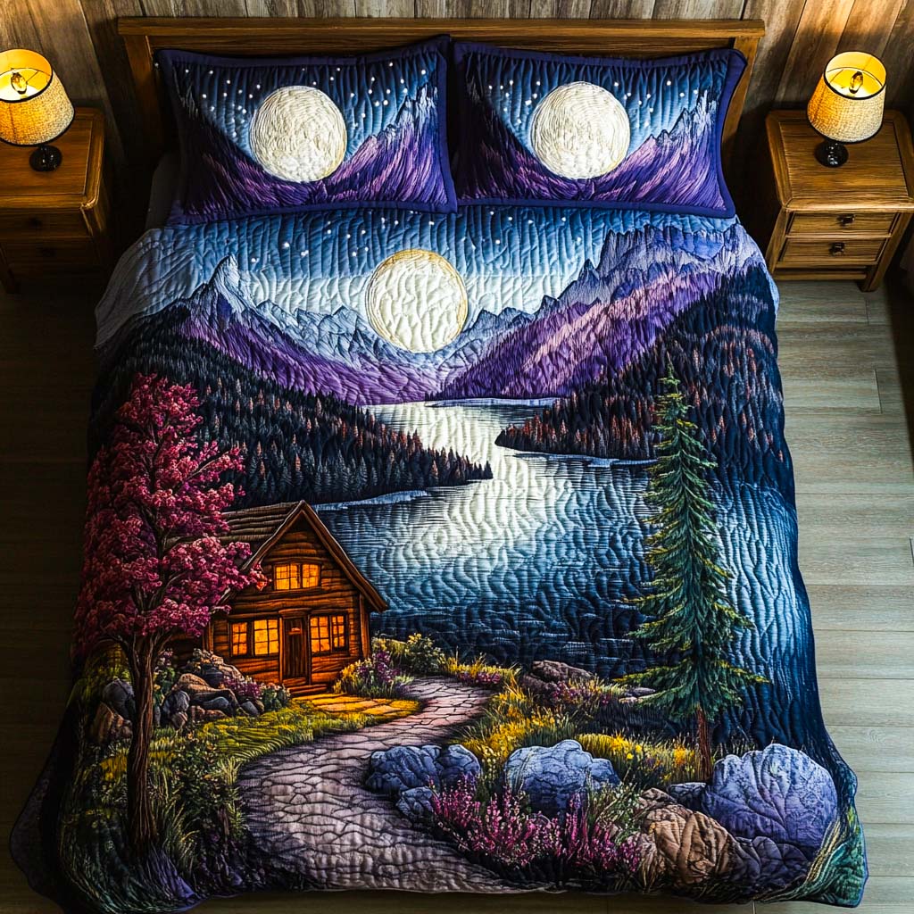 Autumn Cabin Glow Quilted Bedding Set Best Bedspread Set Secret Santa Gifts