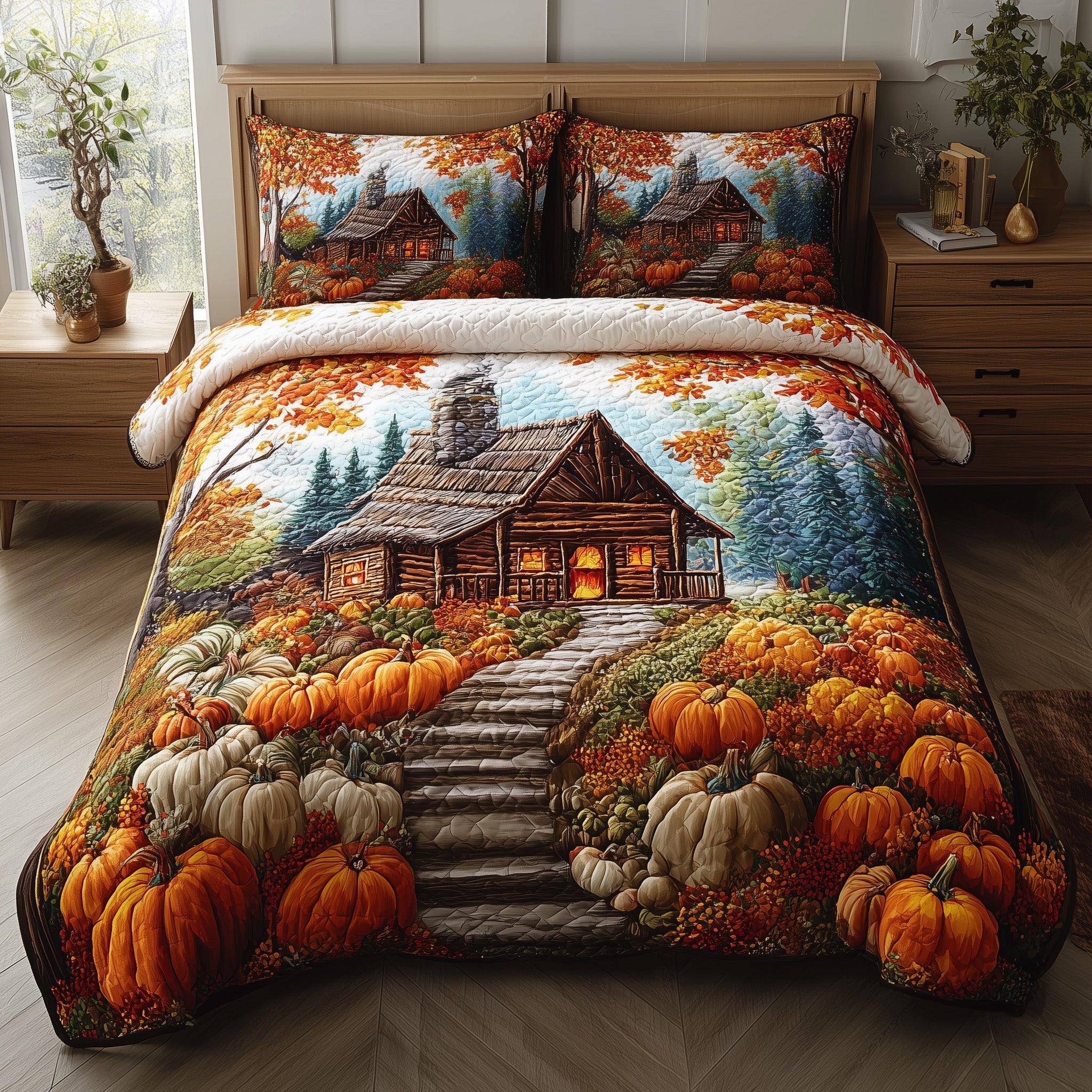 Autumn Cabin Glow Quilted Bedding Set Ultimate Comfort