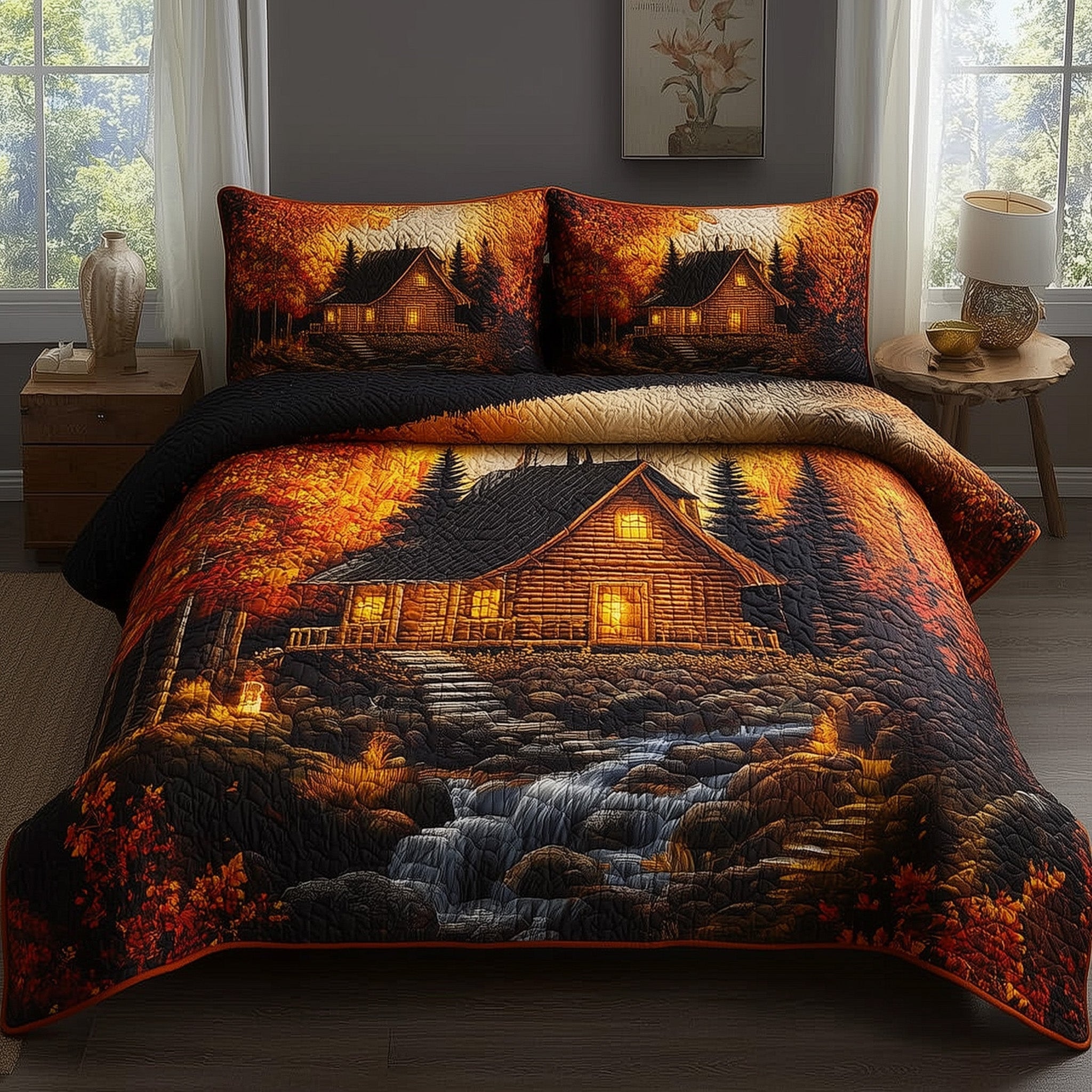 Autumn Cabin Quilted Bedding Set Breathable