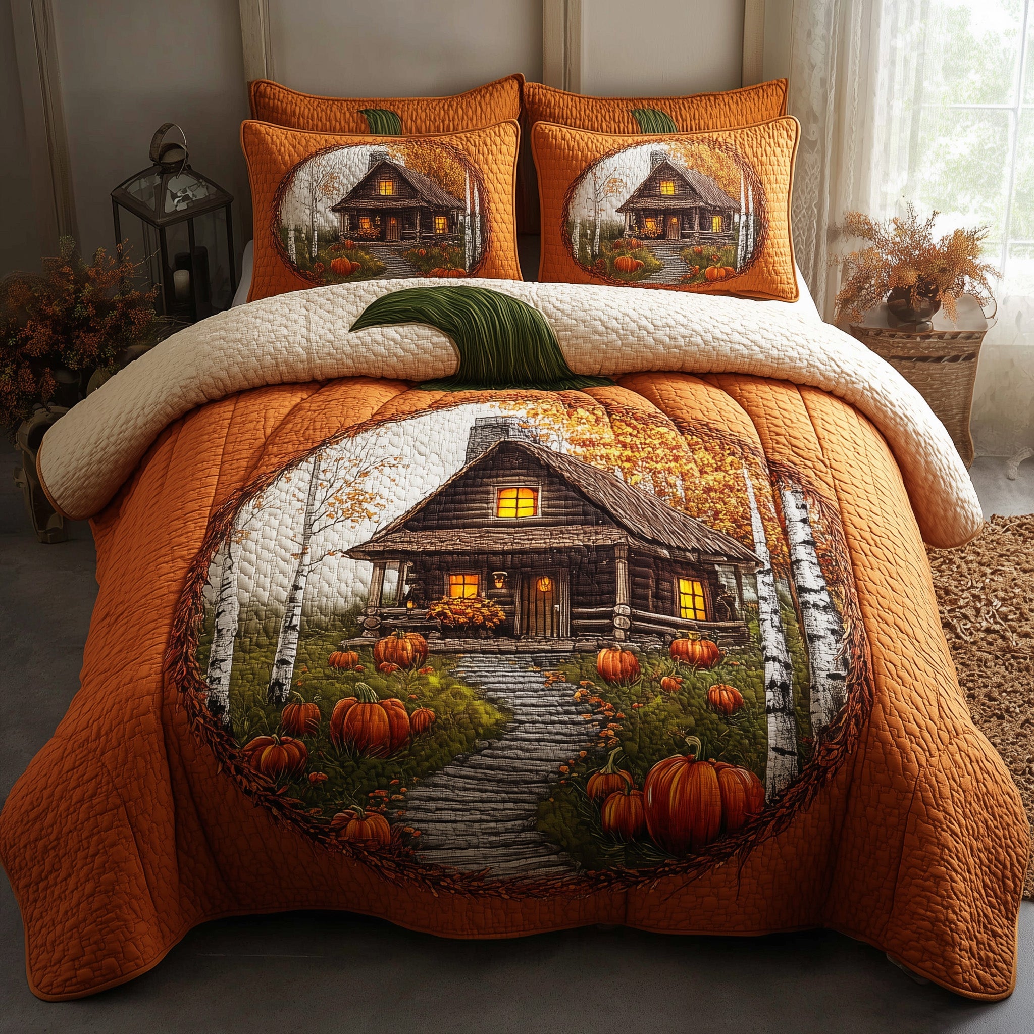 Autumn Cabin Quilted Bedding Set For Women