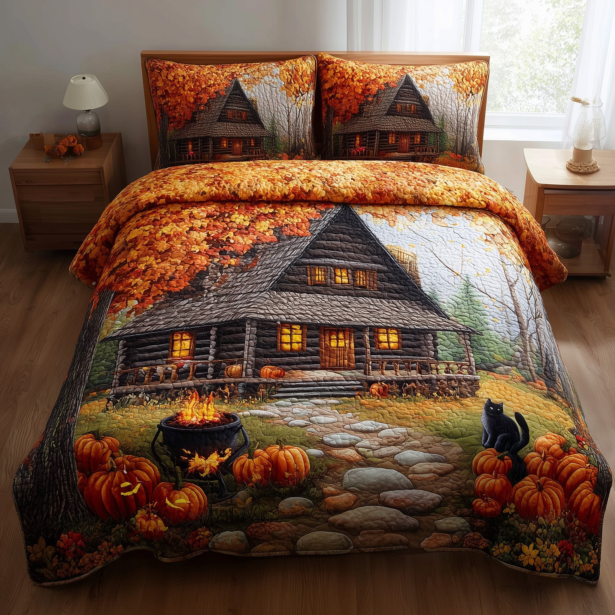 Autumn Cabin Quilted Bedding Set Wedding Gift
