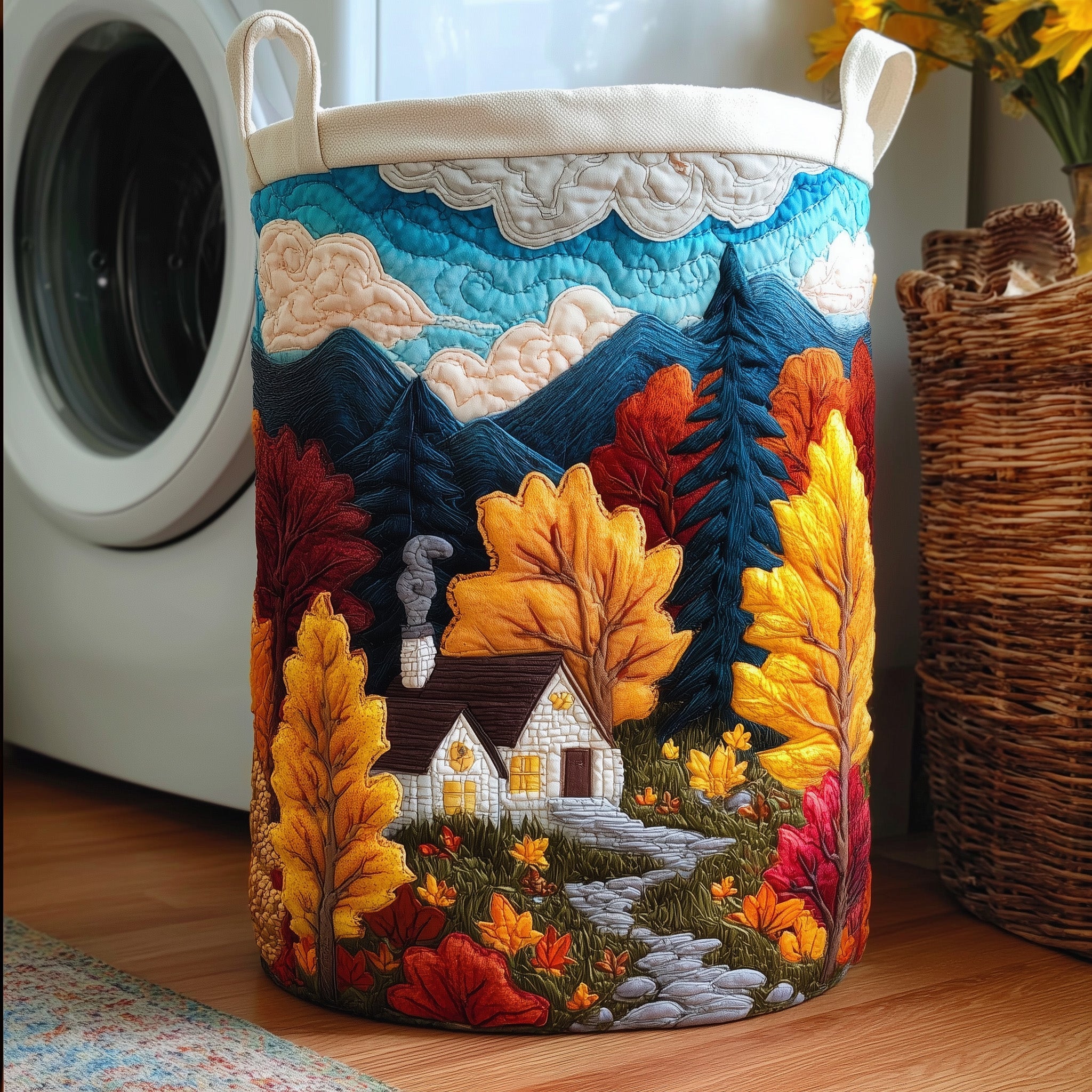 Autumn Cabin Quilted Laundry Basket Best Lovely Presents For Autumn Lovers