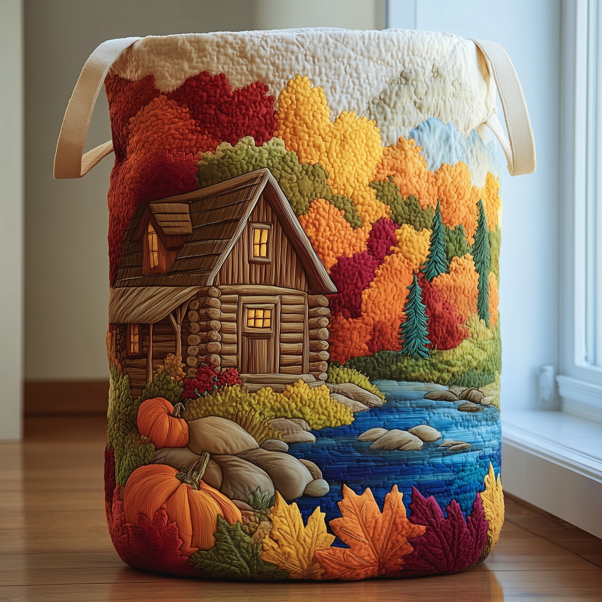 Autumn Cabin Quilted Laundry Basket Best Unique Gifts For Autumn Themed Lovers