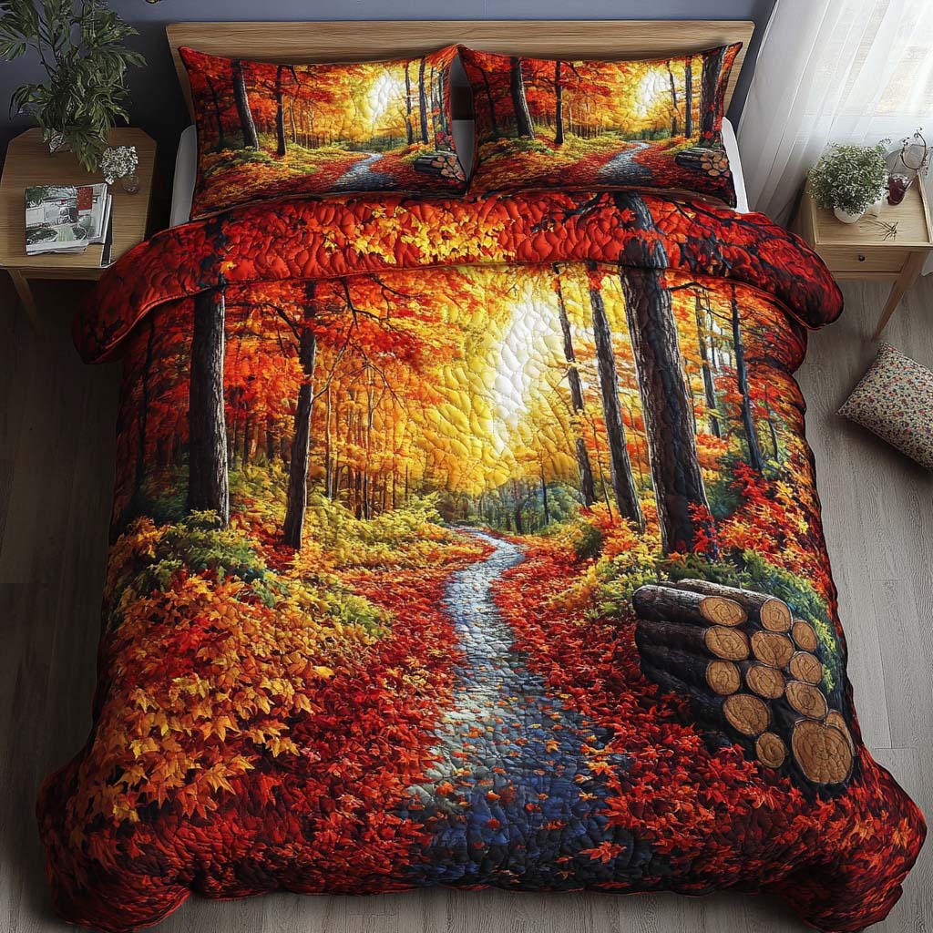 Autumn Canopy Quilted Bedding Set Bed Decorations Autumn Gifts Items