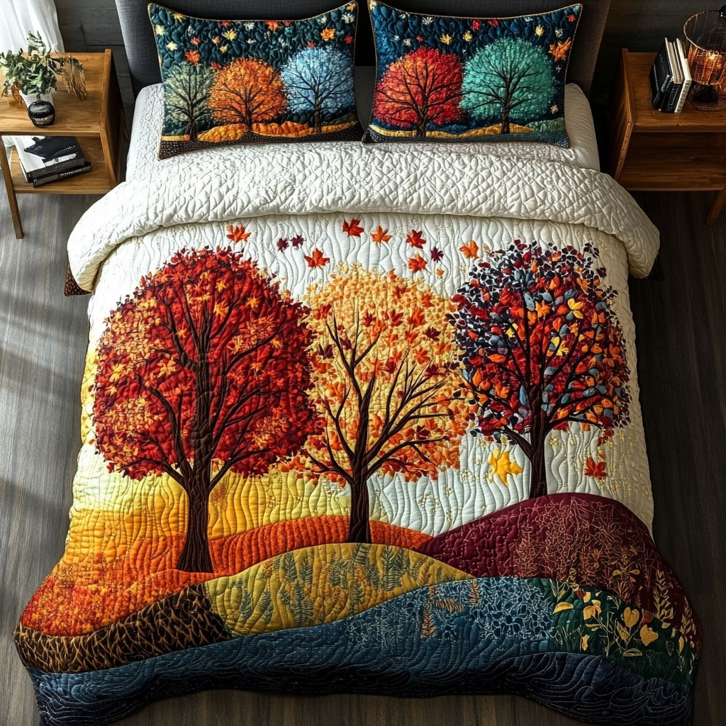 Autumn Canopy Quilted Bedding Set Cute Bedroom Decor Mid Autumn Festival Gift Ideas
