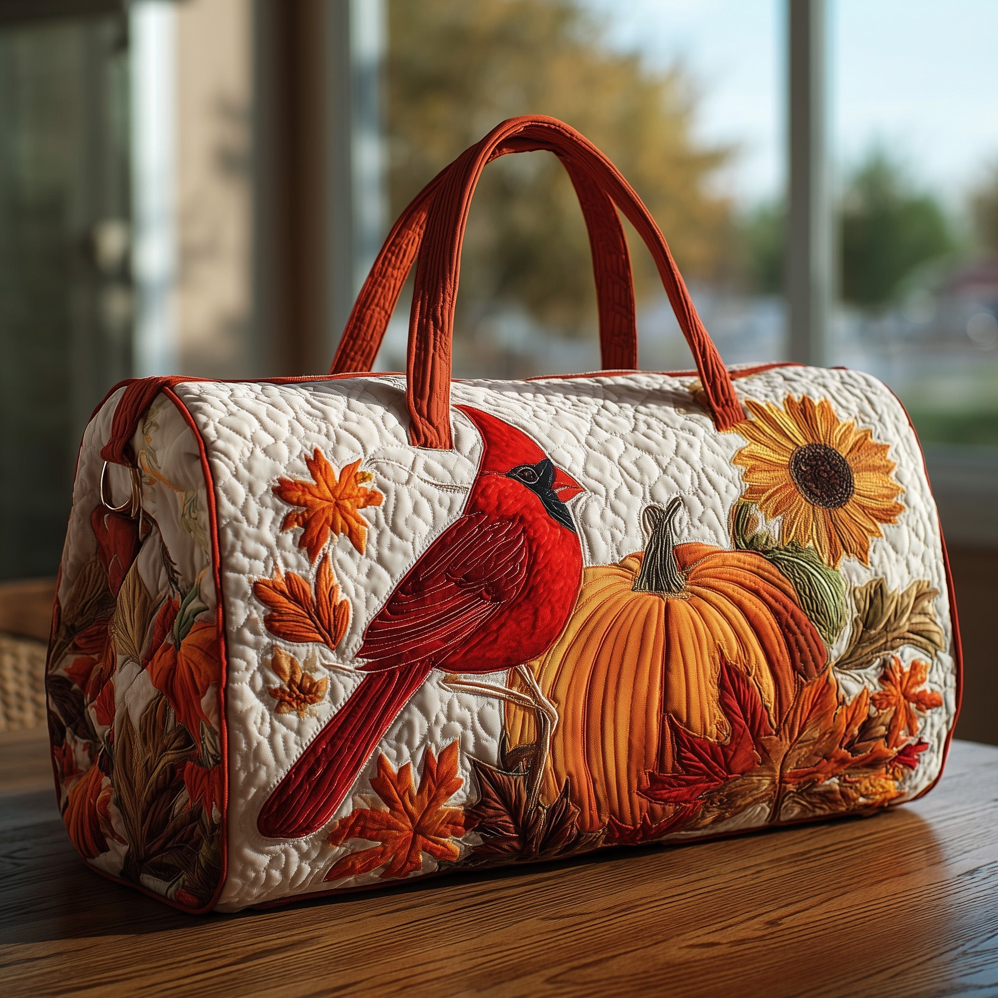 Autumn Cardinal Quilt Duffle Bag Father's Day Gift Idea