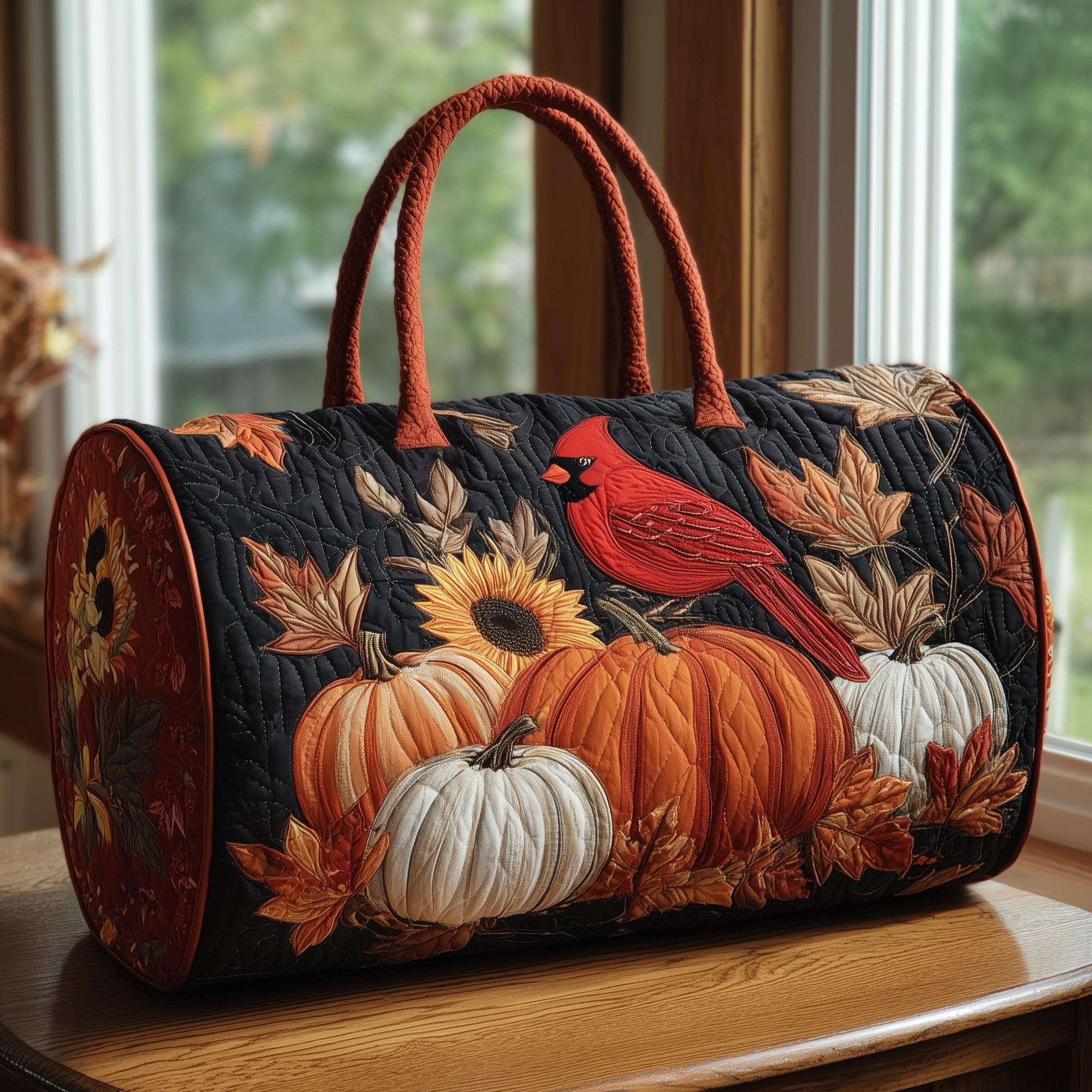 Autumn Cardinal Quilt Duffle Bag Mother's Day Gift Idea