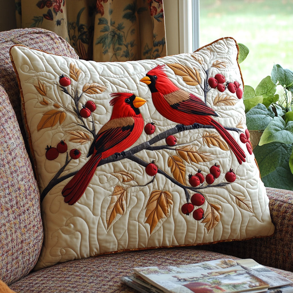 Autumn Cardinal Quilted Pillow Case Holiday Throw Pillows Christmas Gifts For New Moms