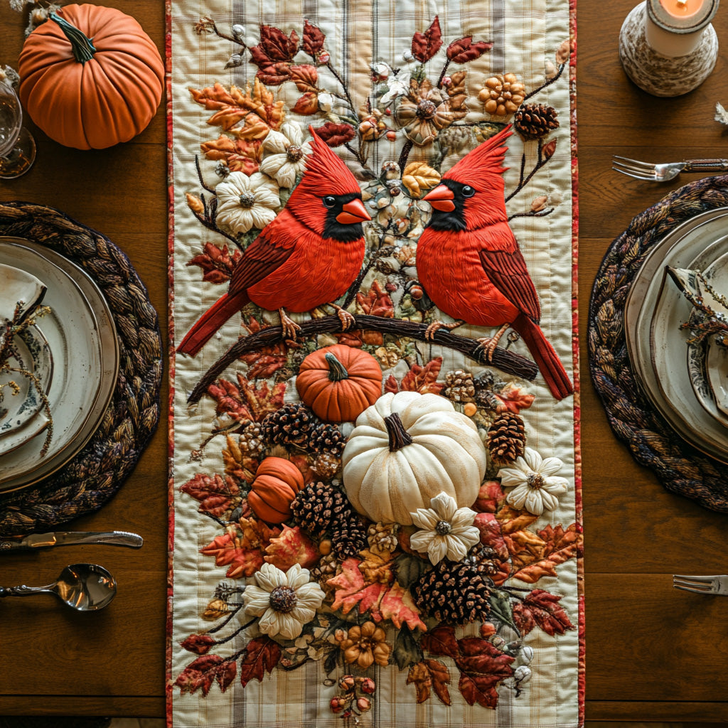 Autumn Cardinal Quilted Table Runner Kitchen Table Decor Ideas Best Cardinal Gift Items