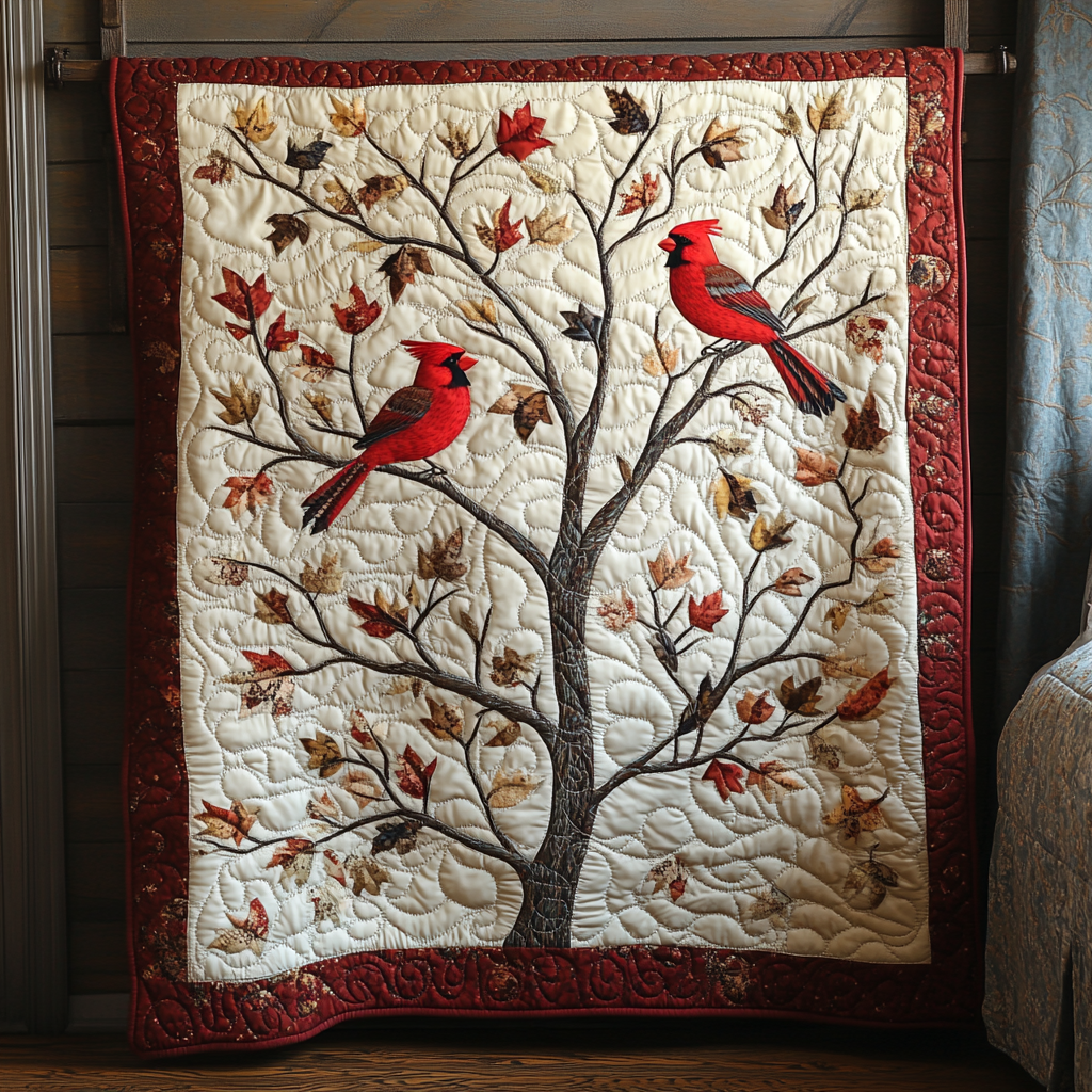 Autumn Cardinal Tree Quilted Blanket Cardinal Gifts For Mom