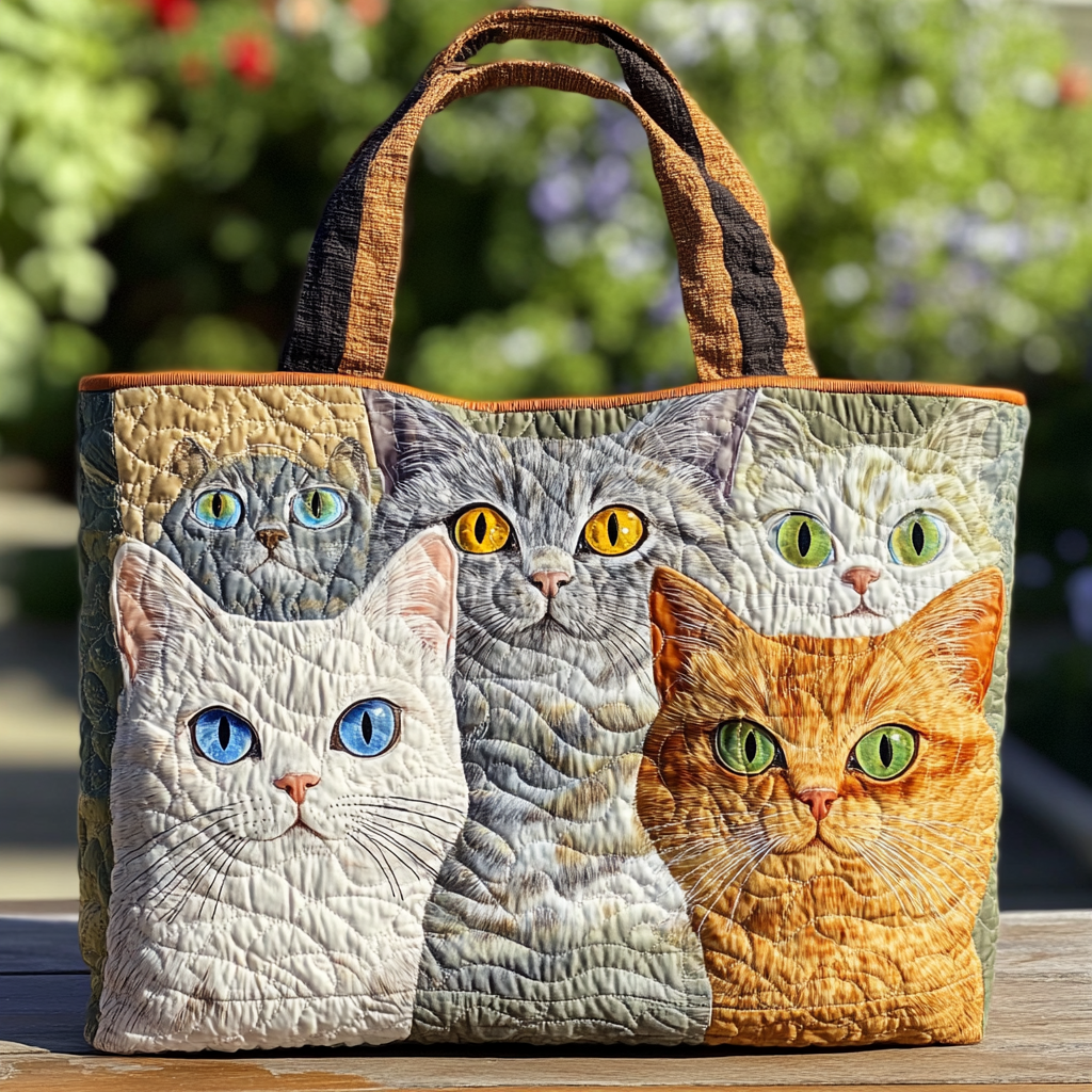 Autumn Cat Quilted Tote Bag Cute Gifts For Cat Lovers