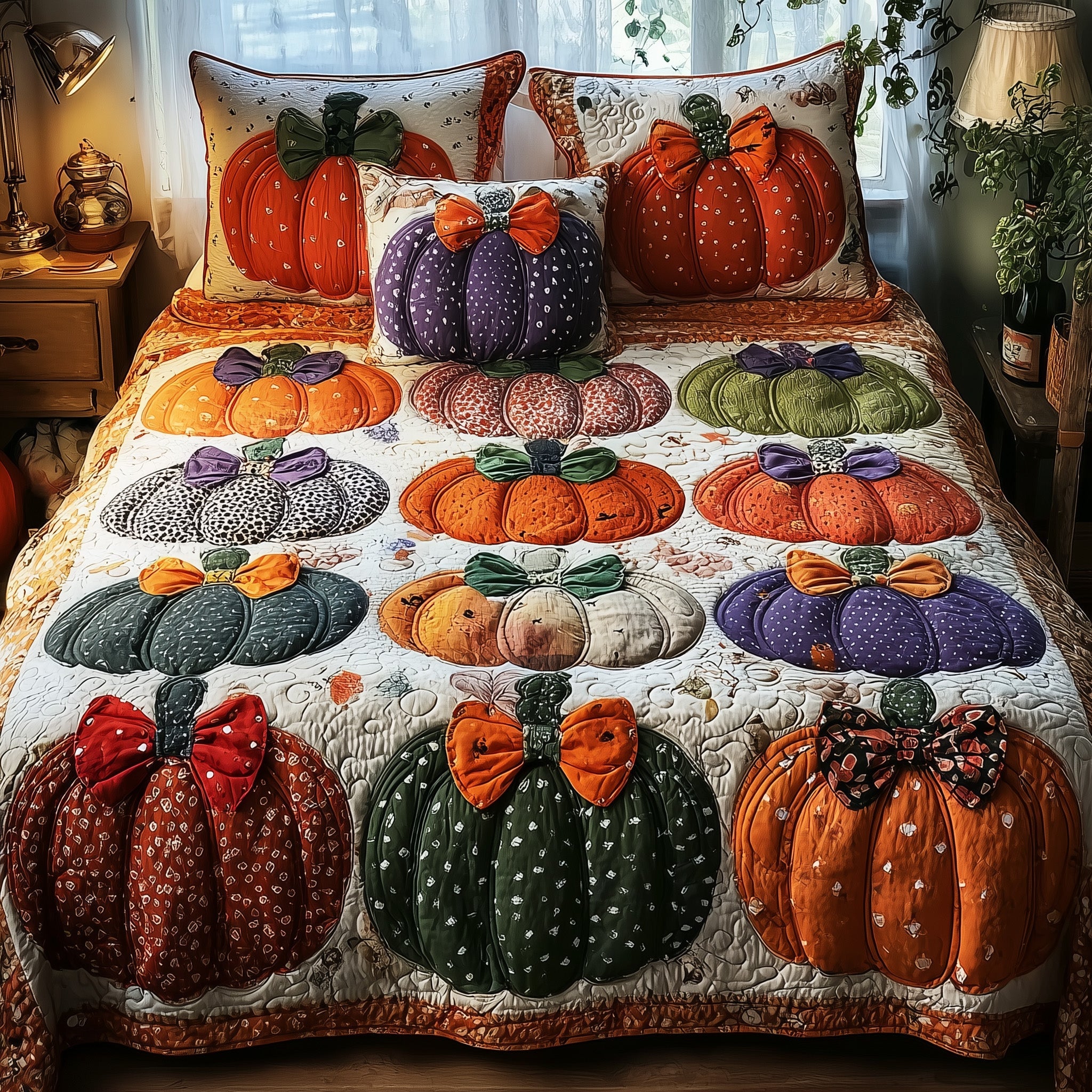 Autumn Charm Quilted Bedding Set Duvet Cover Bedspread Fall Autumn Gifts For Him