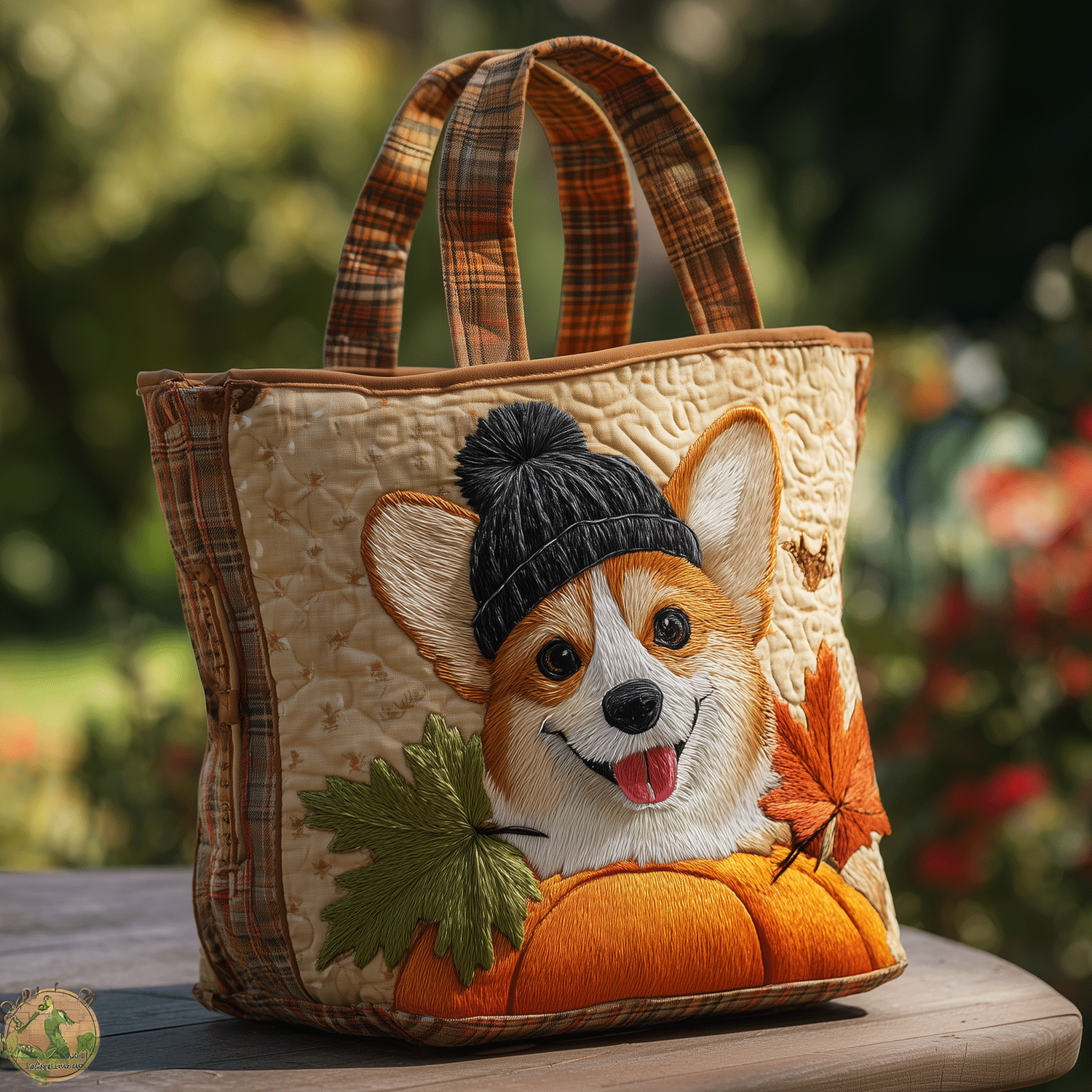 Autumn Corgi Quilted Tote Bag Good Gifts For Dog Lovers