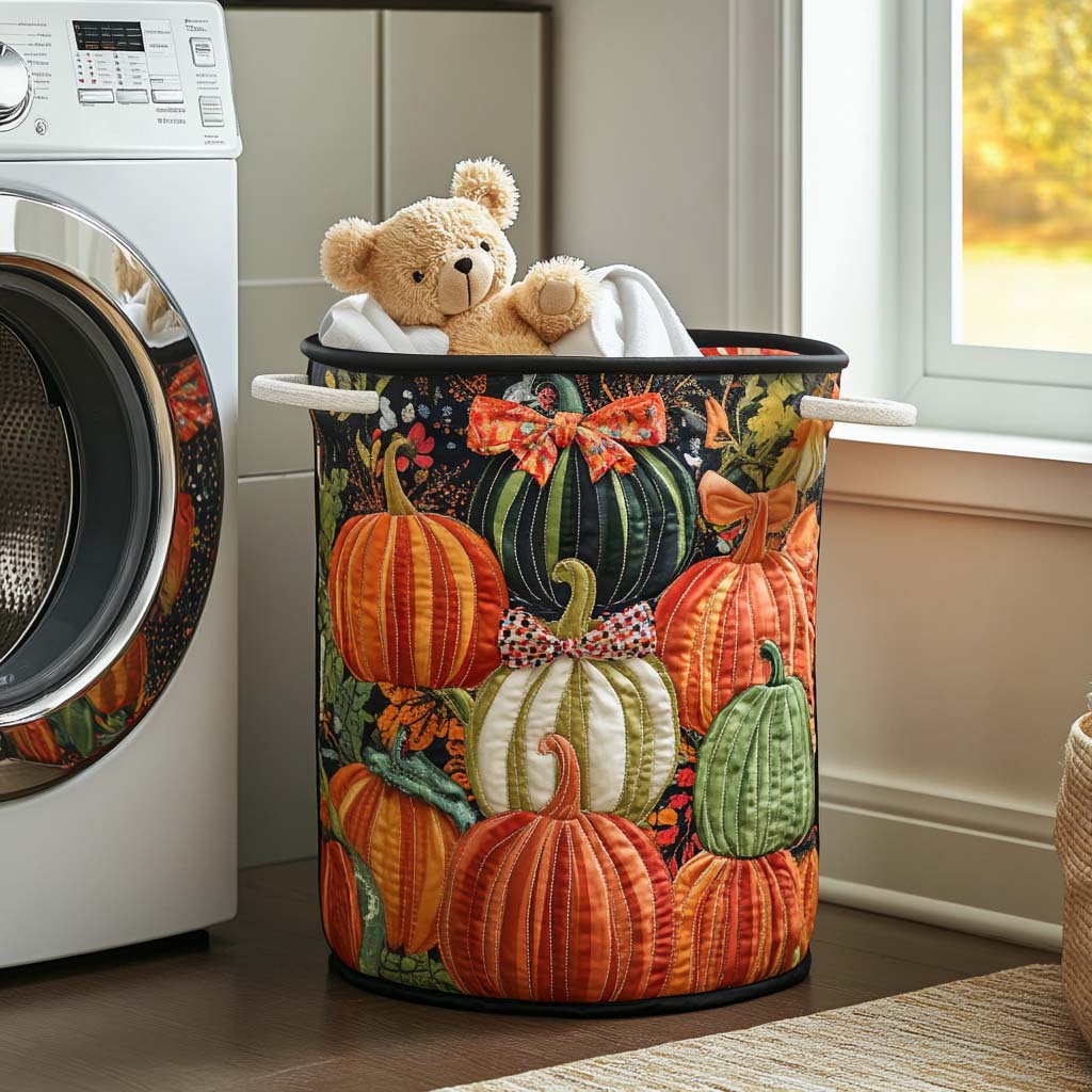 Autumn Cottage Quilted Laundry Basket Summer Merch Vibes