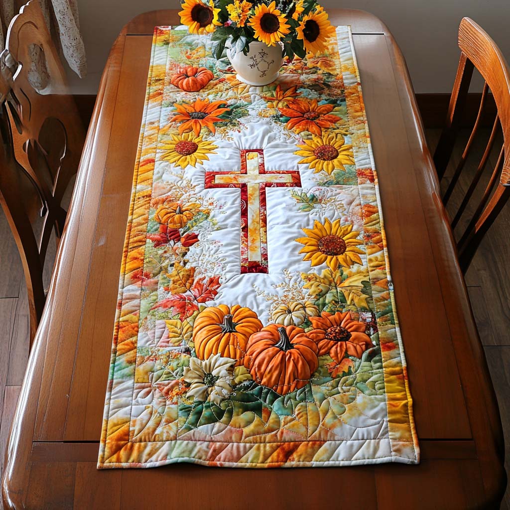 Autumn Crosslight Quilted Table Runner Festive Table Runners Religious Christmas Presents