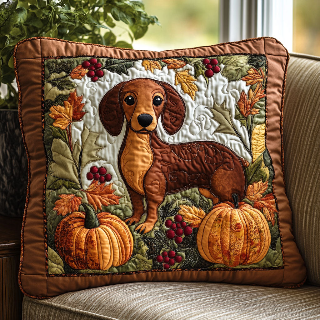 Autumn Dachshund Quilt Pillow Case Lovely Pillowcase Gift for Cozy Bedroom Decor