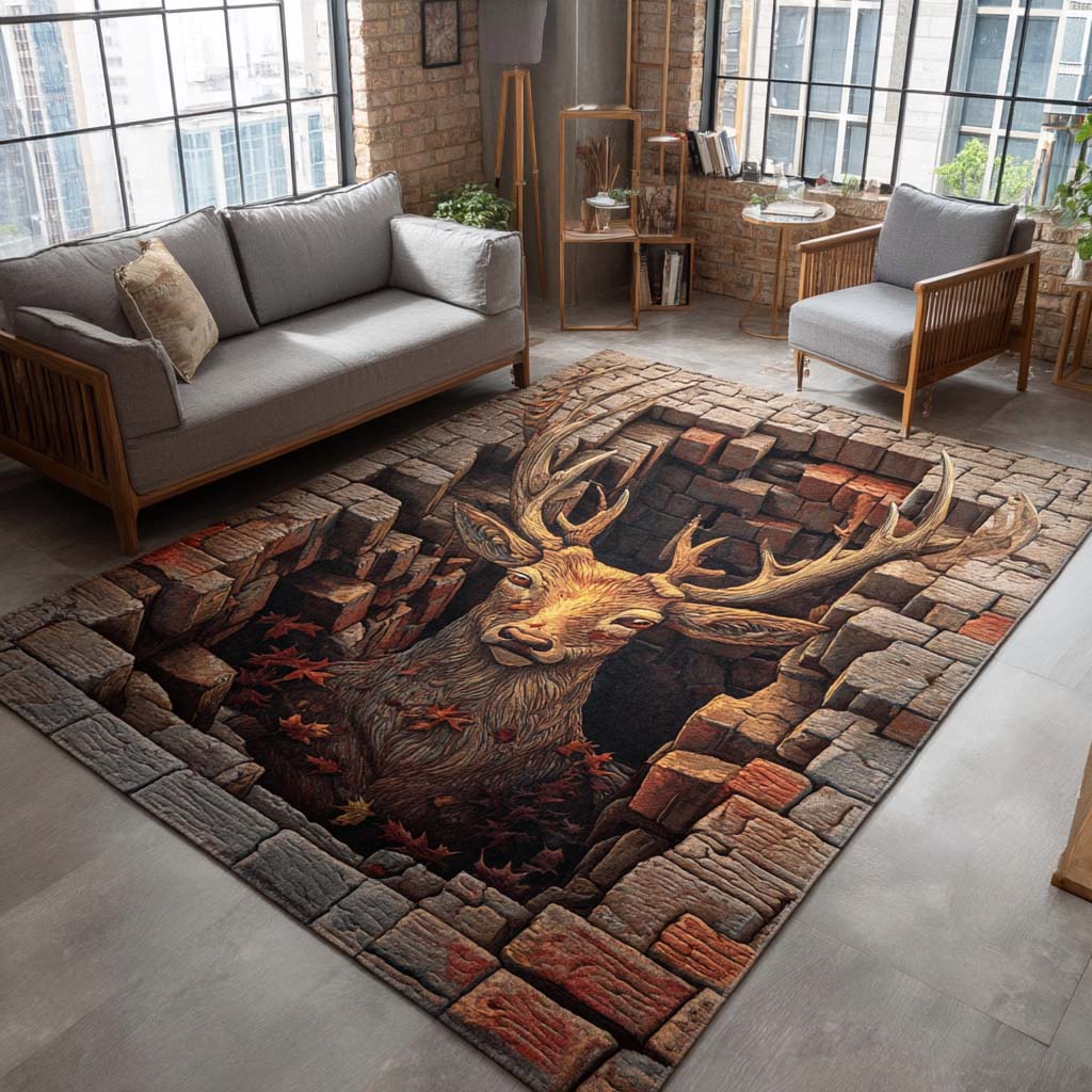 Autumn Deer Area Rug Living Room Rugs Useful Gift for Mom