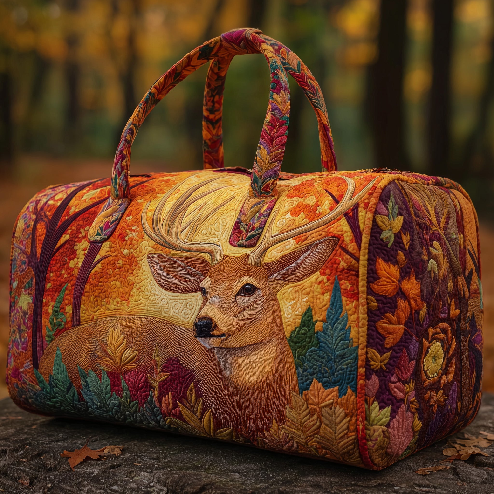 Autumn Deer Quilted Duffle Bag Back To School Essential