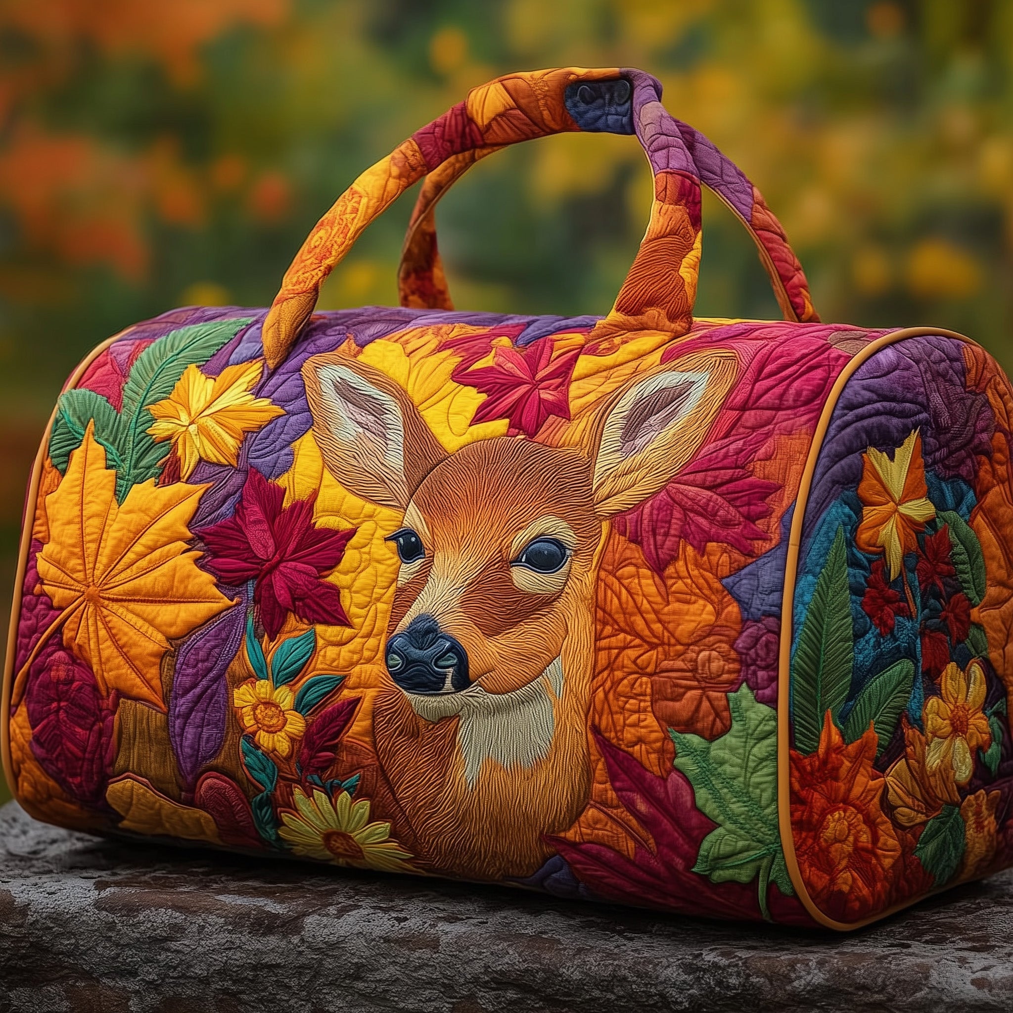 Autumn Deer Quilted Duffle Bag Easter Gift Idea