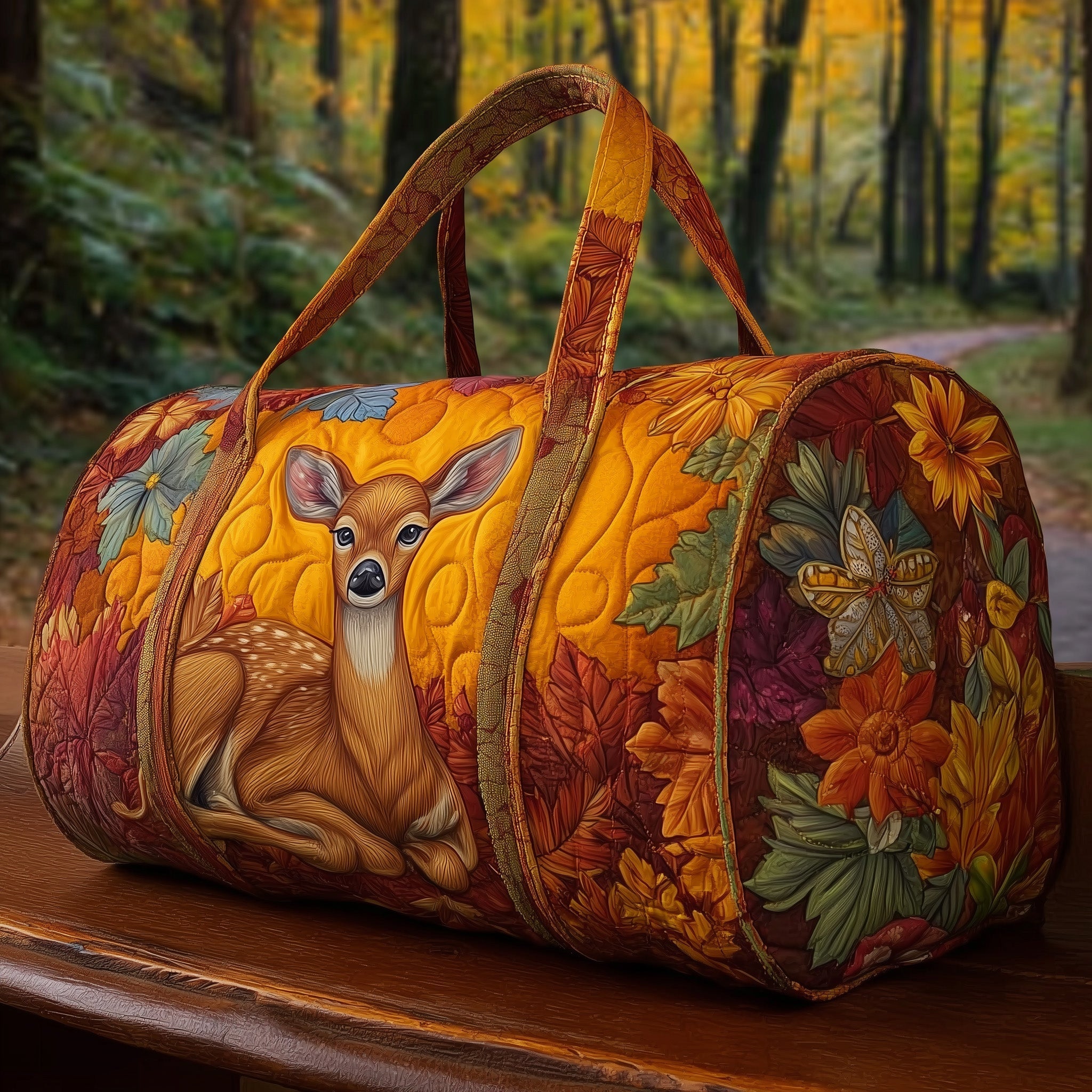 Autumn Deer Quilted Duffle Bag Graduation Gift Idea