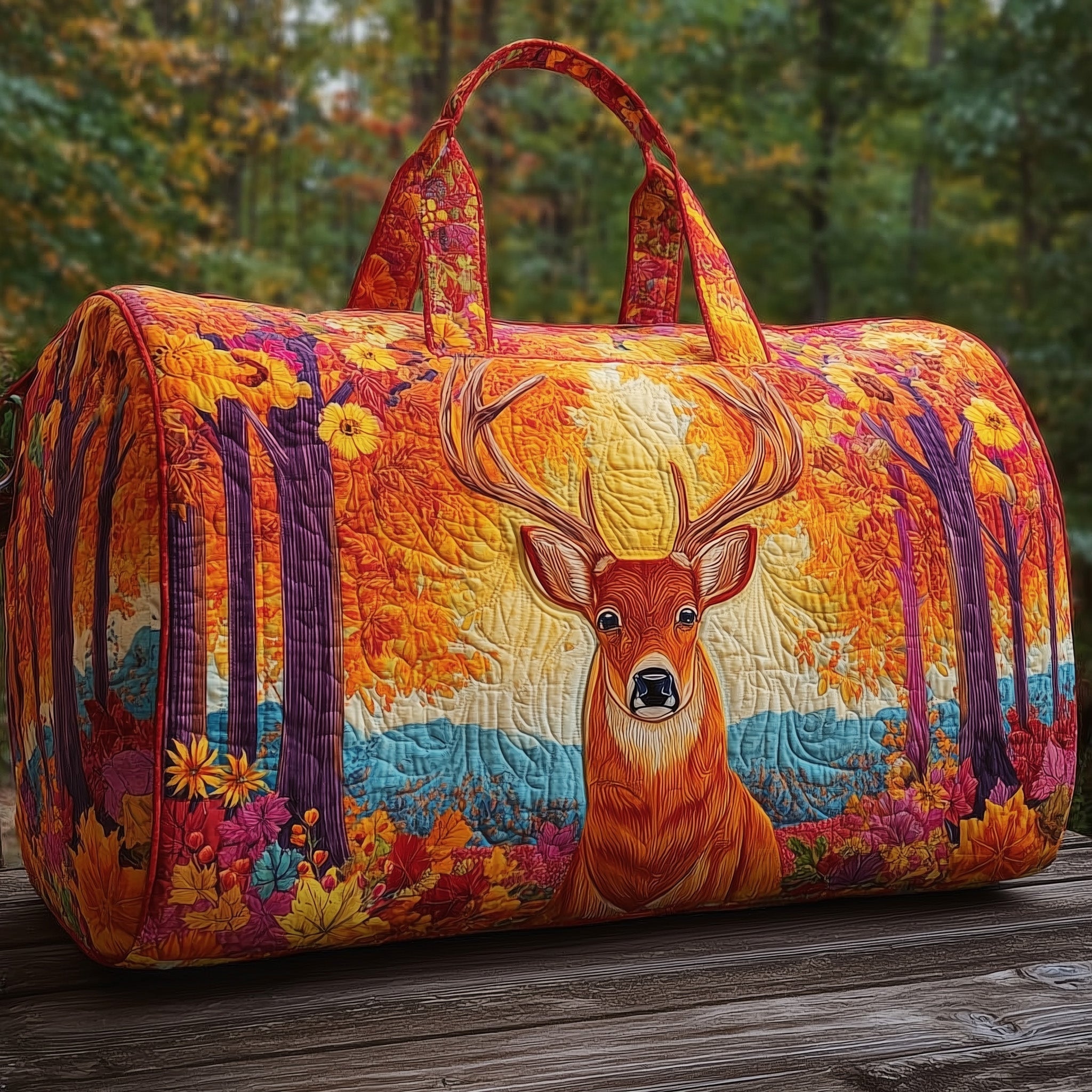 Autumn Deer Quilted Duffle Bag Halloween Gift Idea