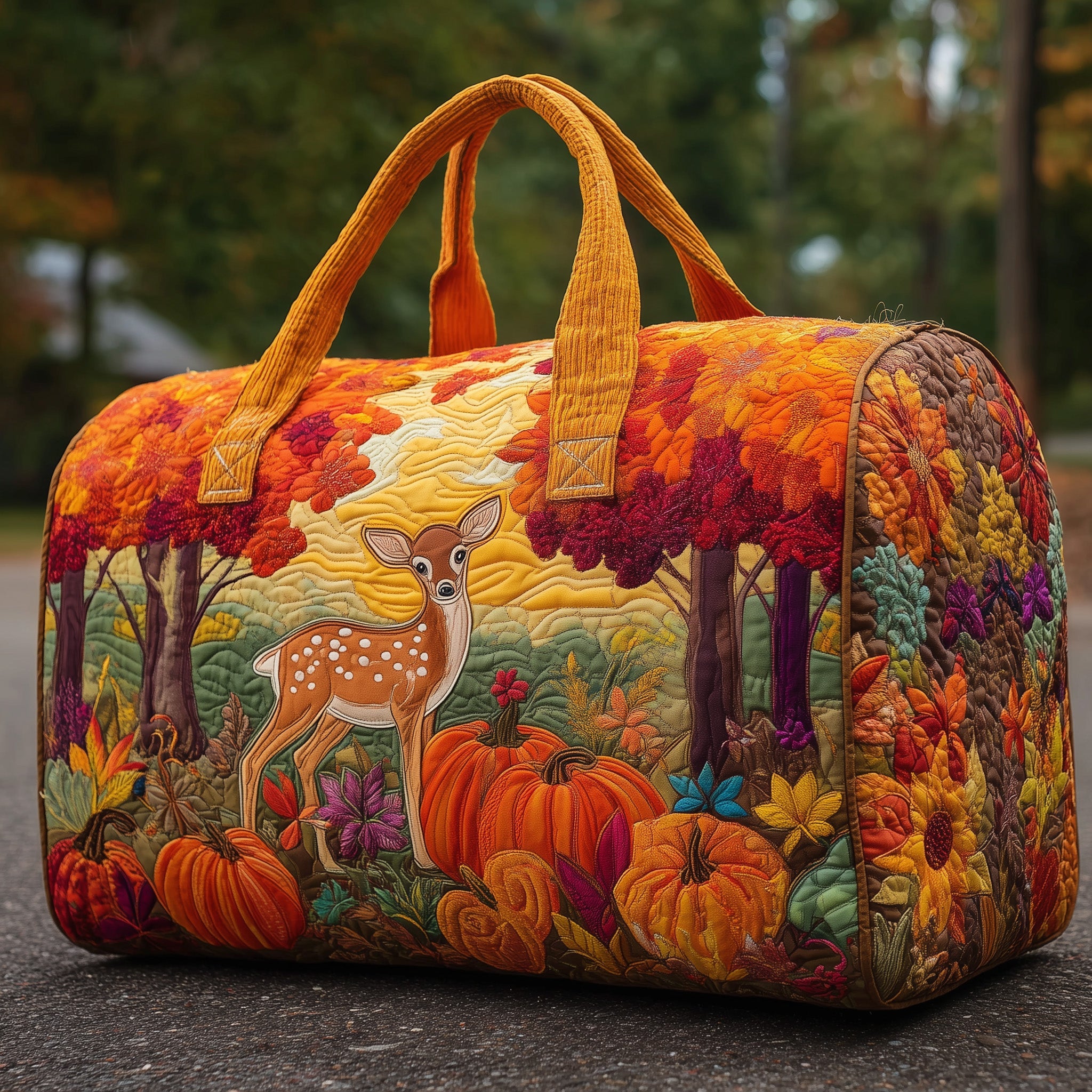 Autumn Deer Quilted Duffle Bag Independence Day Gift Idea