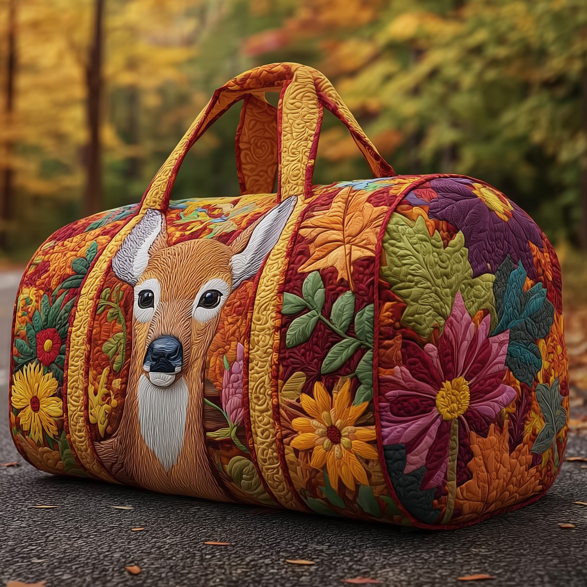 Autumn Deer Quilted Duffle Bag Thanksgiving Gift Idea