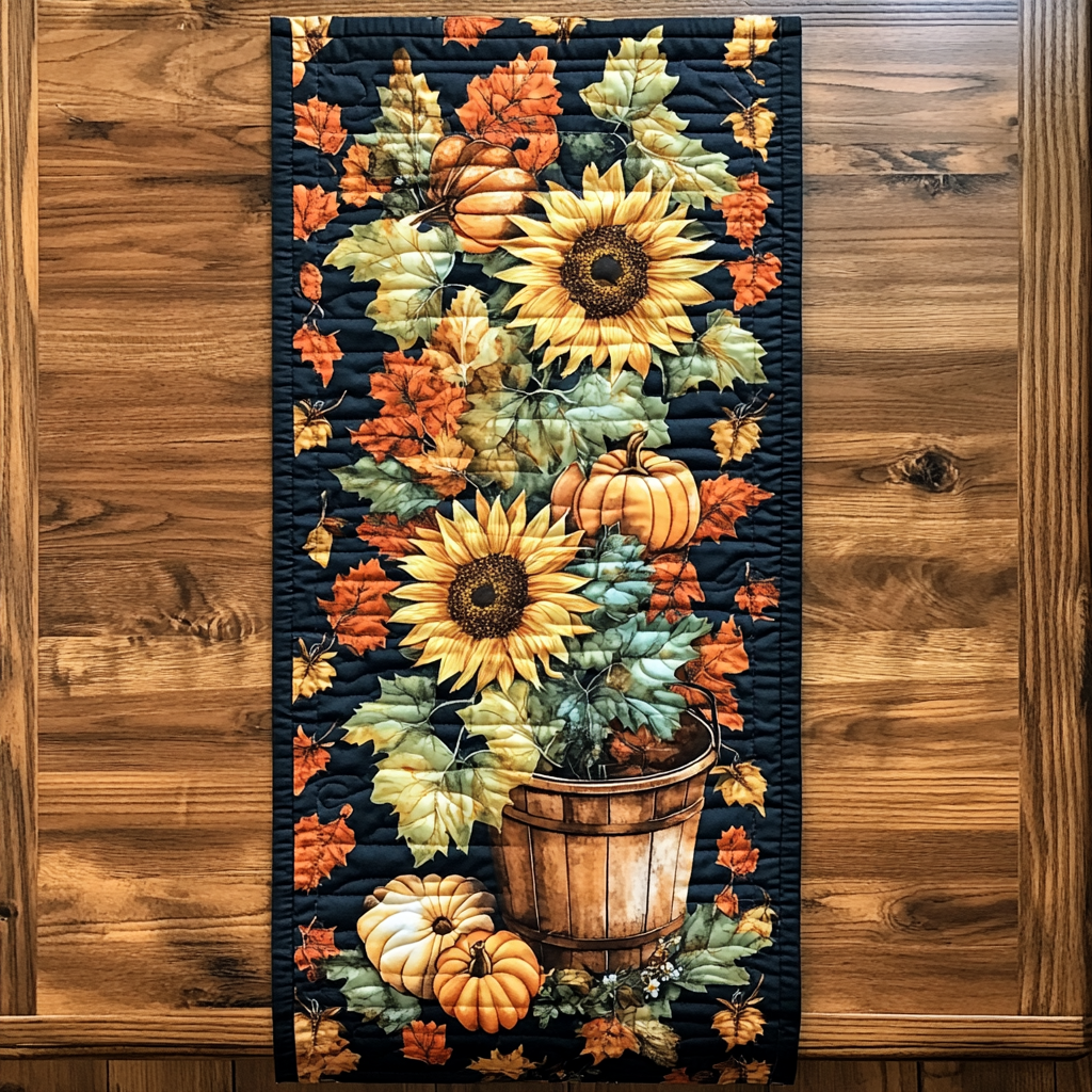 Autumn Delight Blooms Quilted Table Runner Autumn Table Runner Gifts For Mother In Law