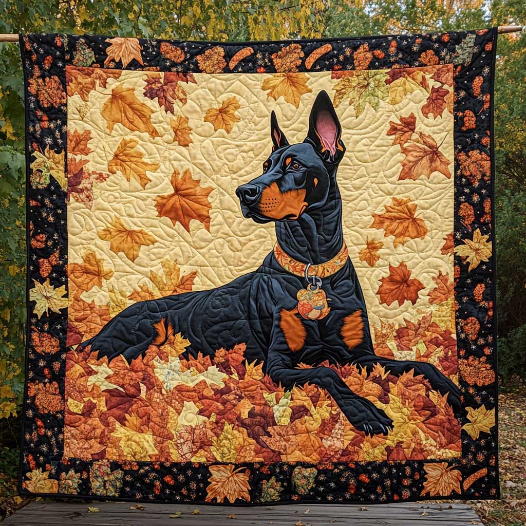 Autumn Doberman Quilt Blanket Christmas Throws Meaningful Christmas Gifts