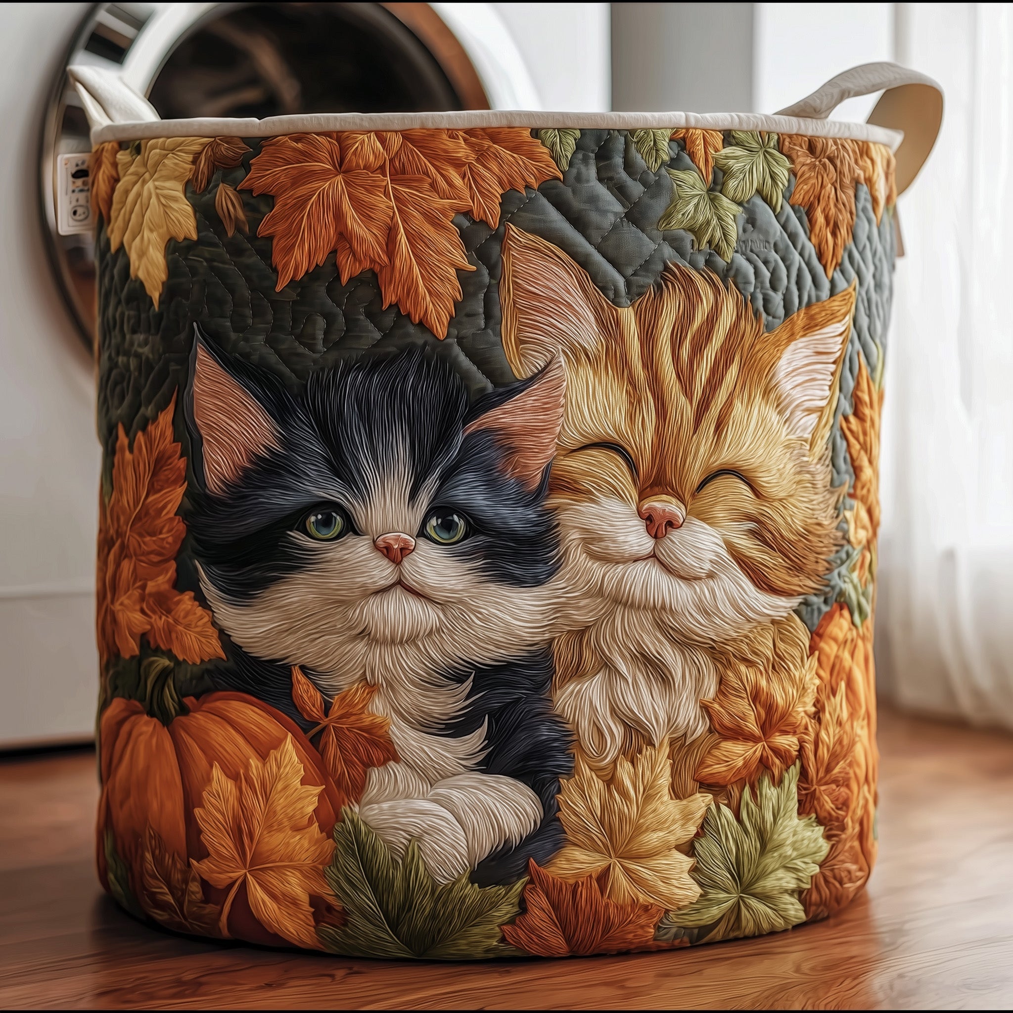 Autumn Dreamy Cat Quilted Laundry Basket Super Lovely Gifts For Cat Lovers