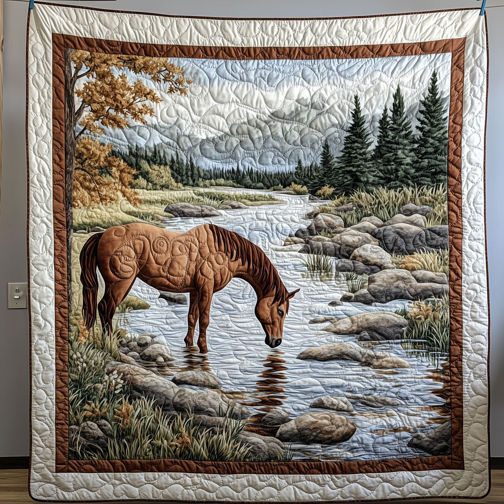 Autumn Drink Horse Quilt Blanket Best Throw Blanket Great Gifts For Horse Lovers