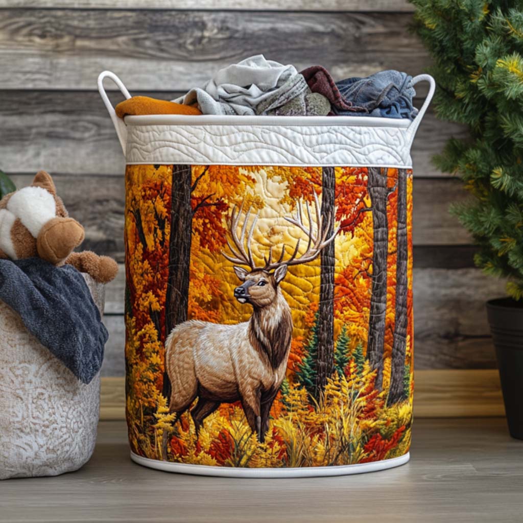 Autumn Elk Trail Quilted Laundry Basket Graduation Merch Gift