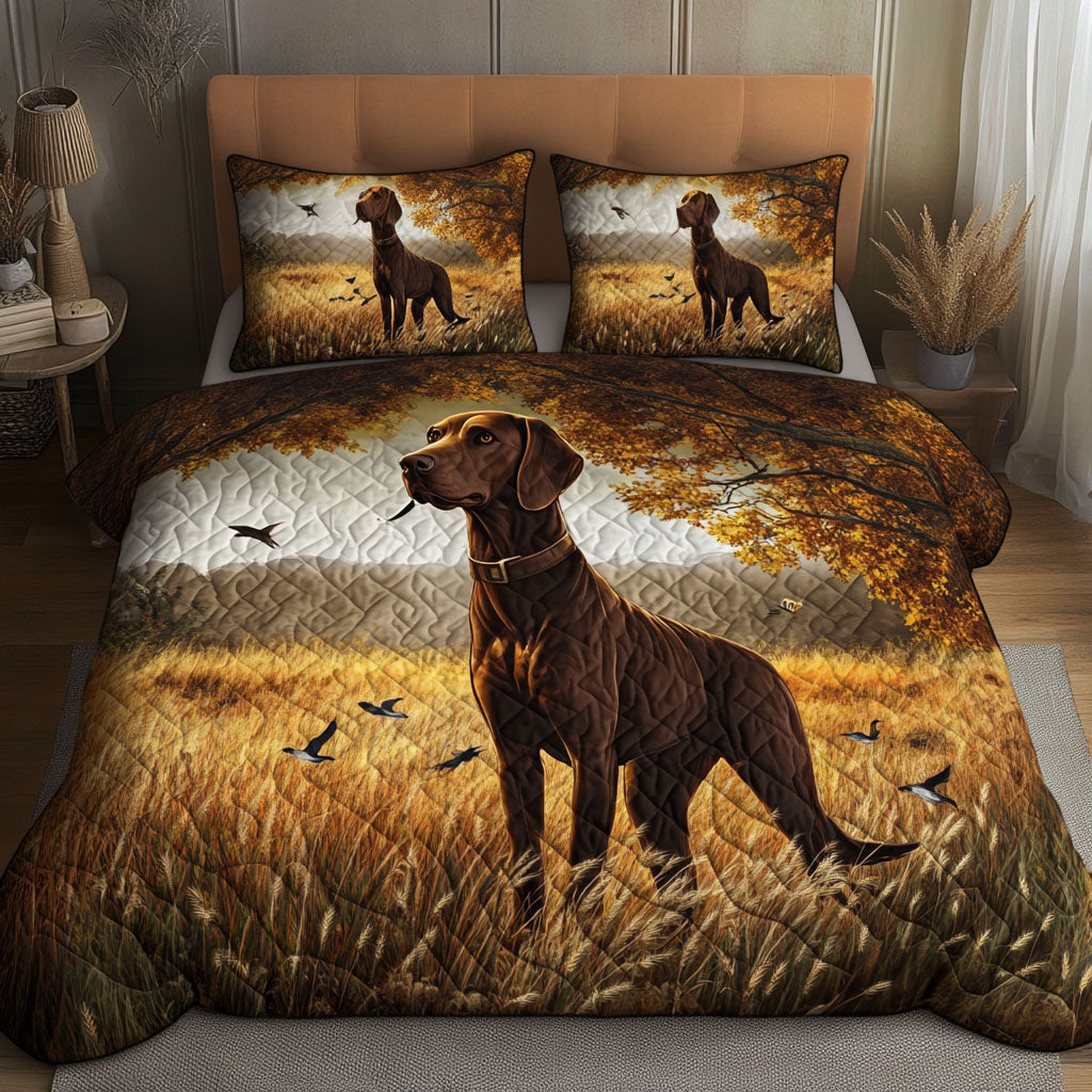 Autumn Field GSP Quilted Bedding Set Bed Room Decoration Christmas Gift Ideas For Dog Owners