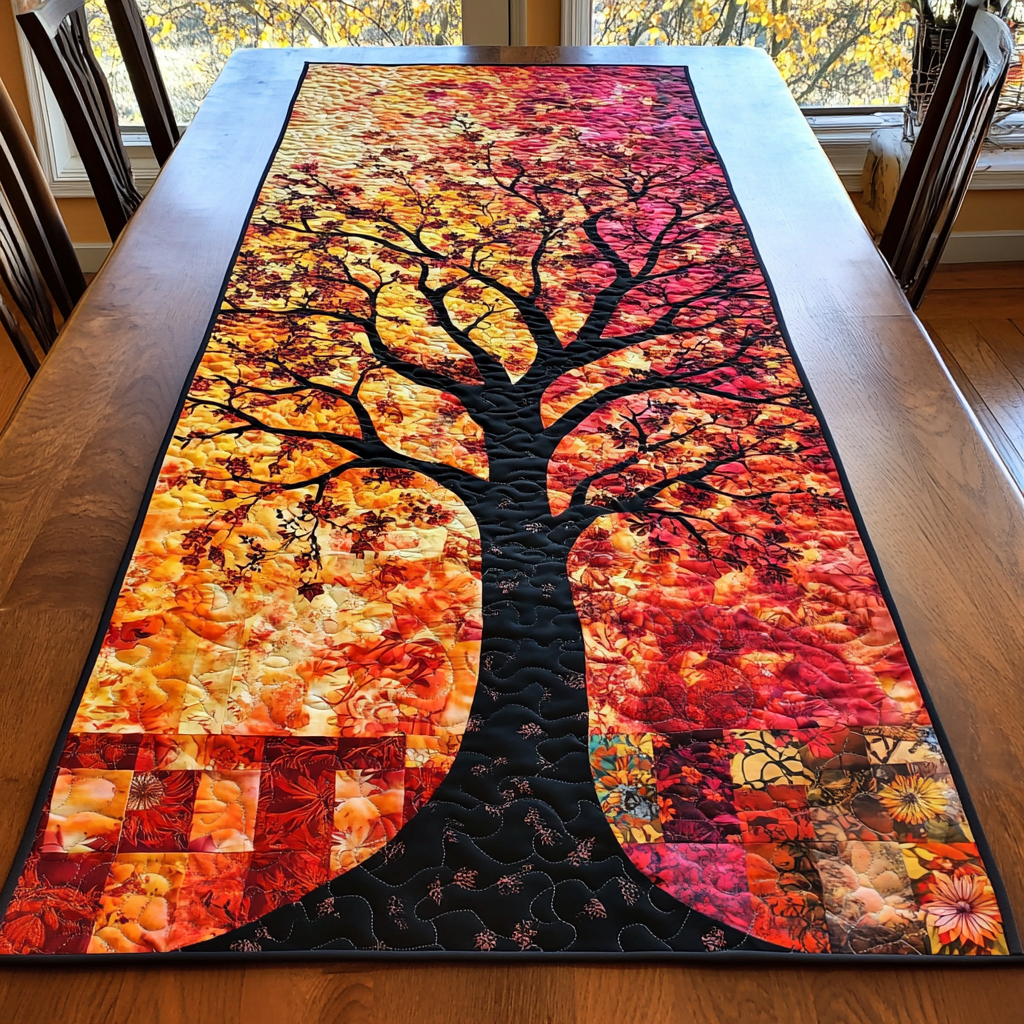 Autumn Field Quilted Table Runner Fall Table Throw Family Presents