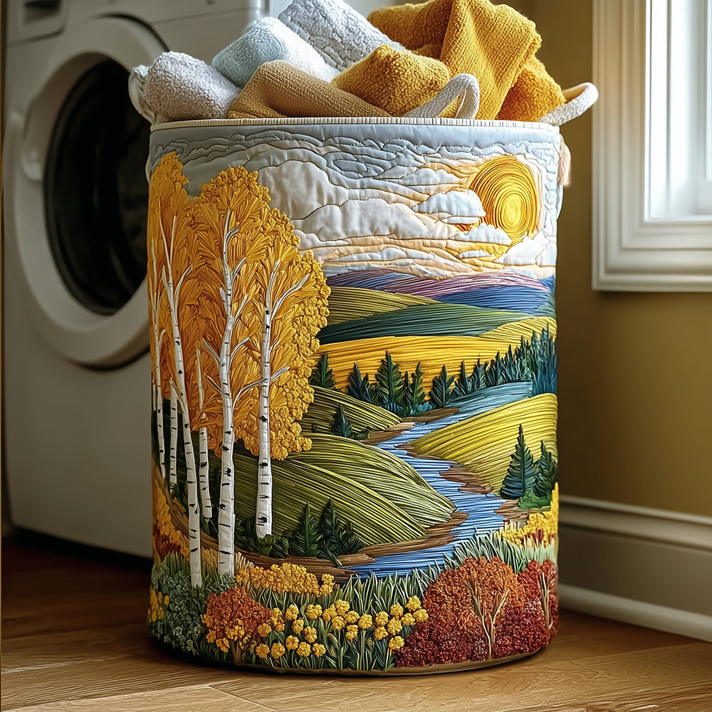 Autumn Fields Quilted Laundry Basket Ideal Present For Newlyweds