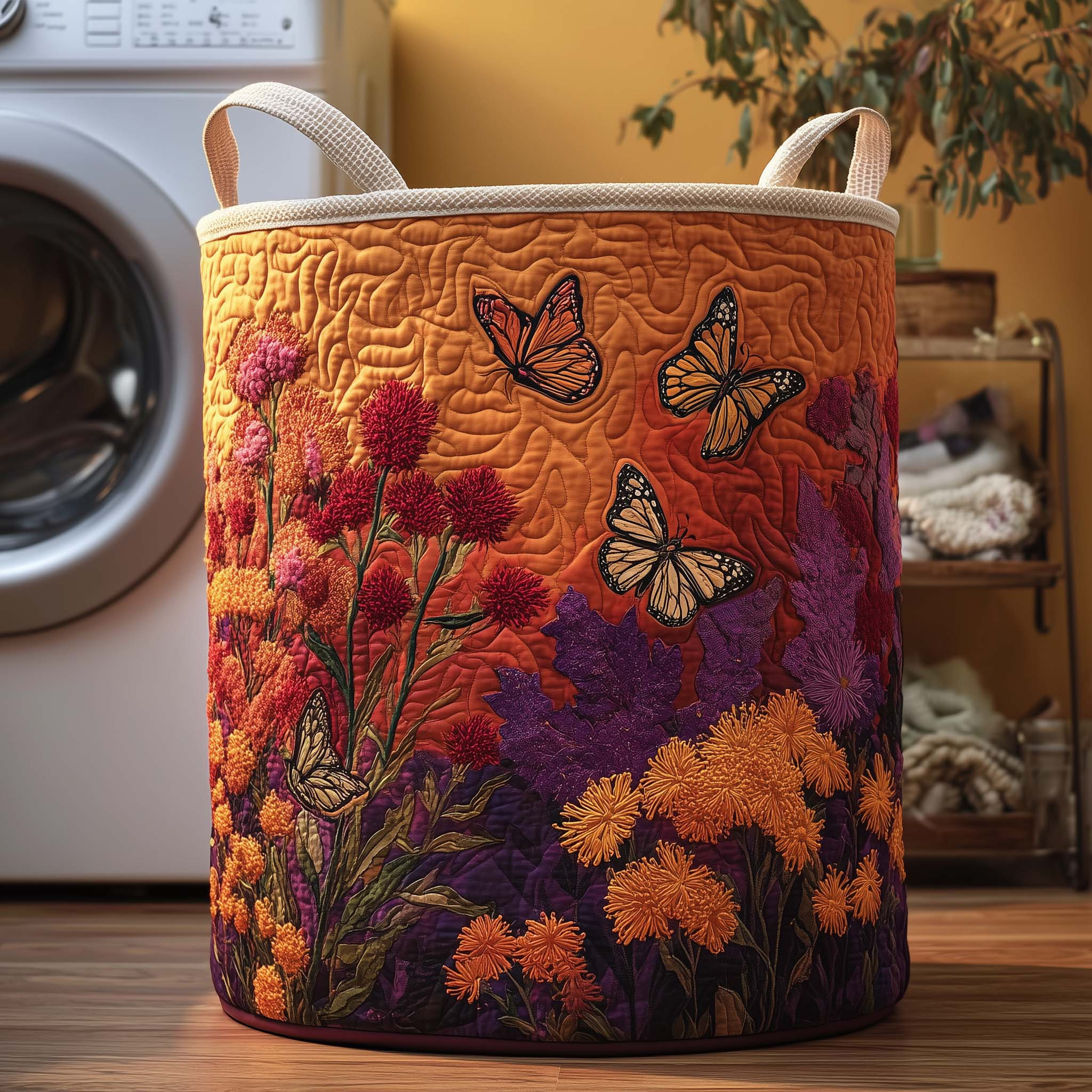 Autumn Flight Quilted Laundry Basket Natural Home Decor Gift Ideas For Grandma
